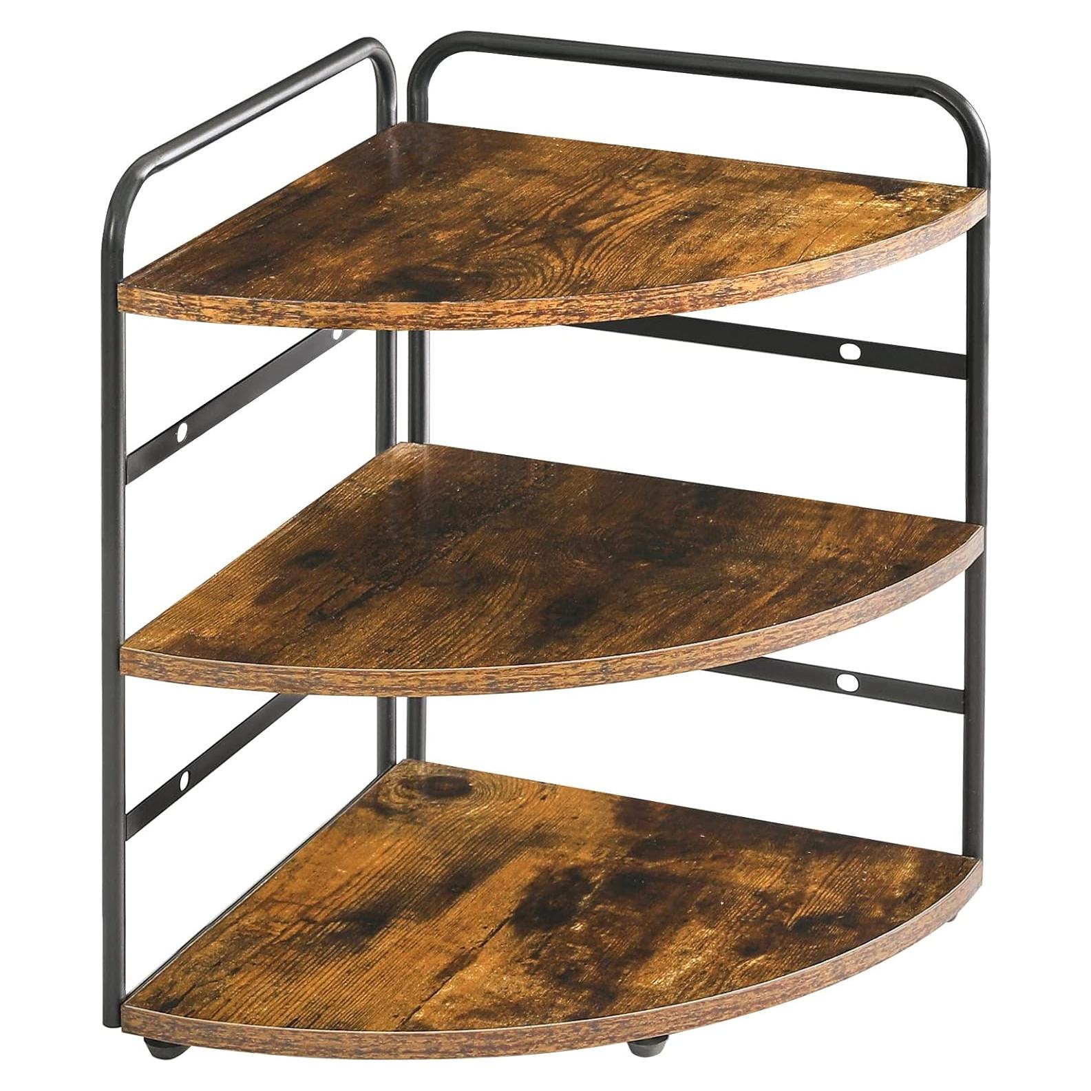 Estante Esquinero IBUYKE 3 Niveles Ajustable Marrón Rústico