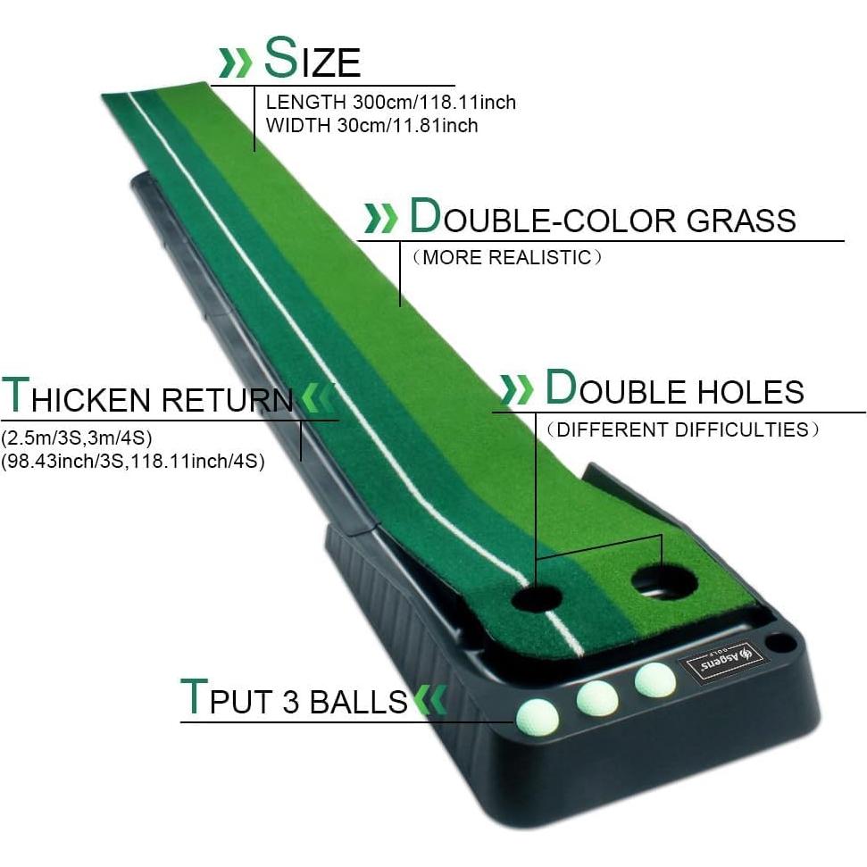 Alfombra de Golf Asgens 2.99m con Devolución Automática
