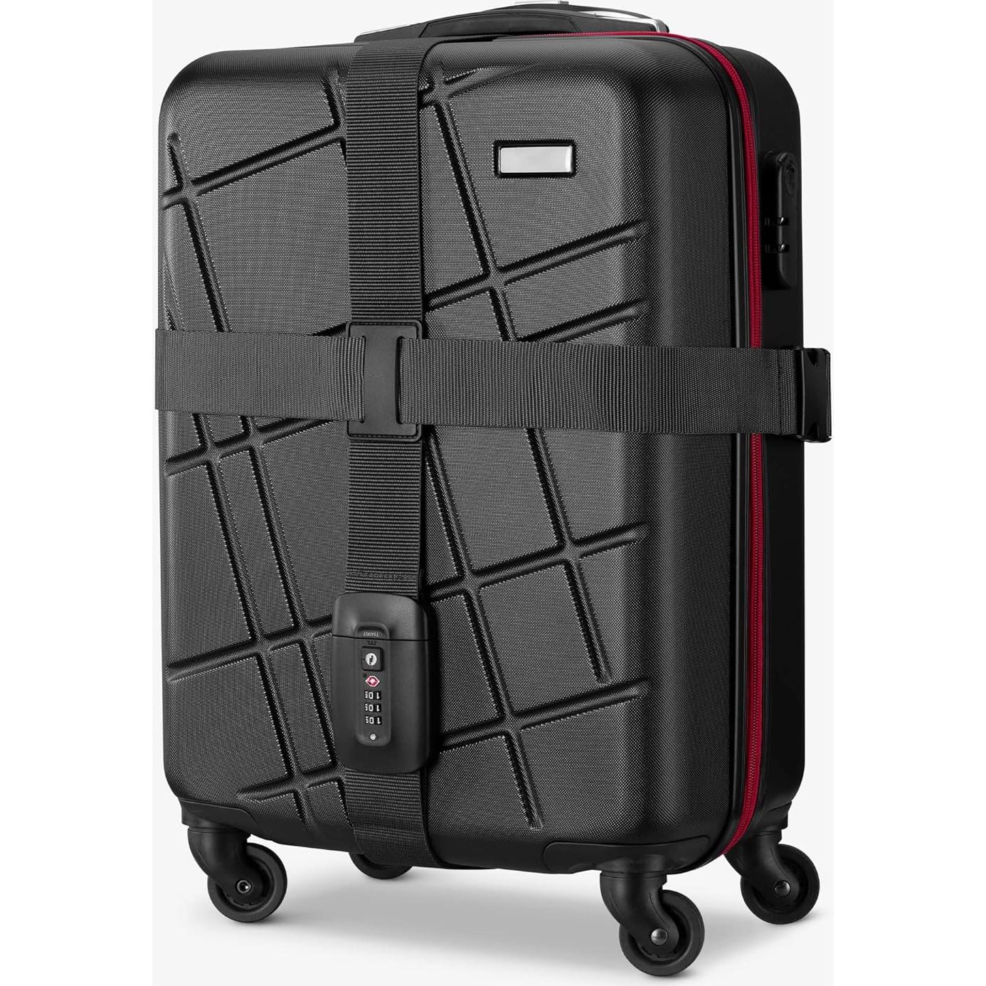 Correa de Equipaje Navaris con Candado y Etiqueta ID - Negro