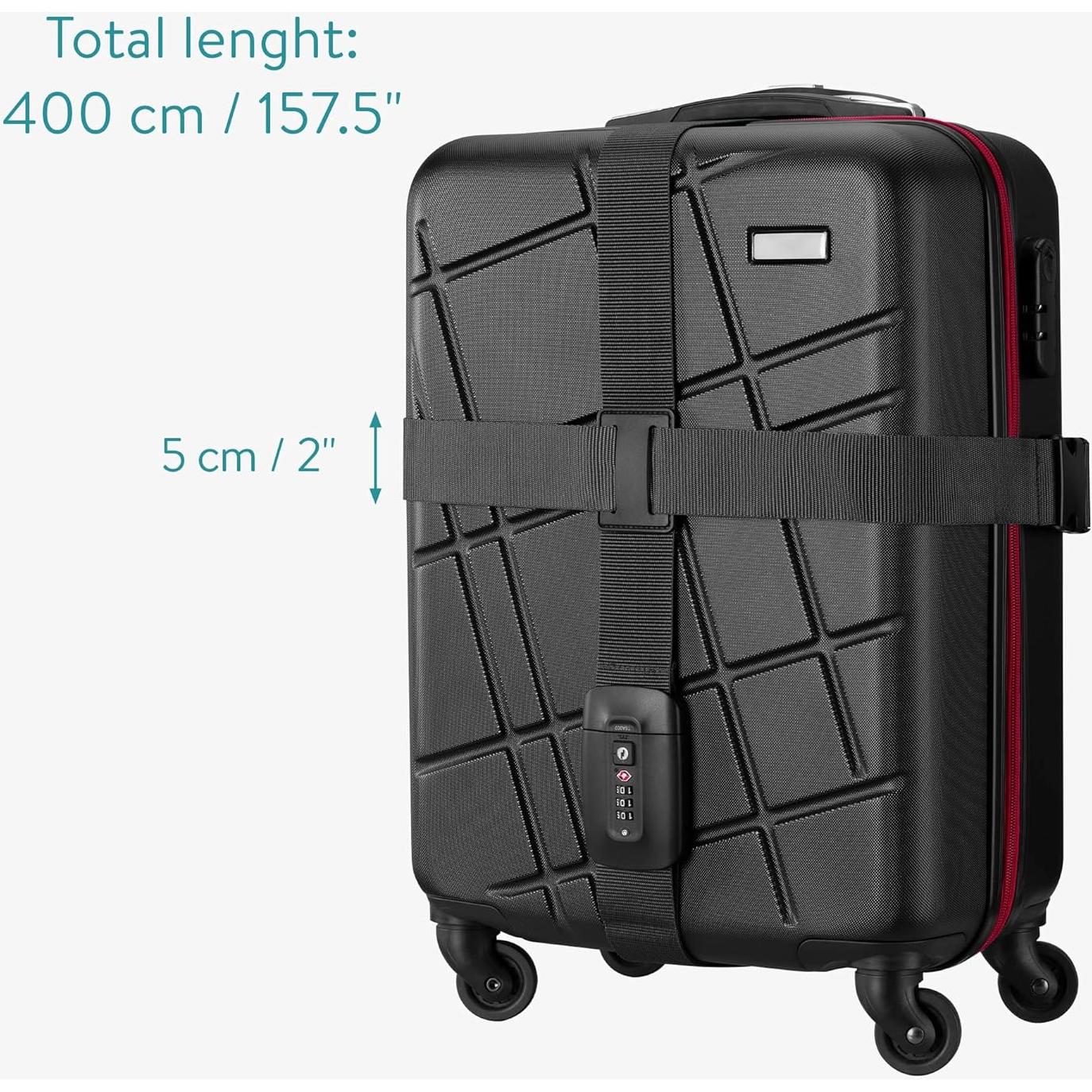 Correa de Equipaje Navaris con Candado y Etiqueta ID - Negro