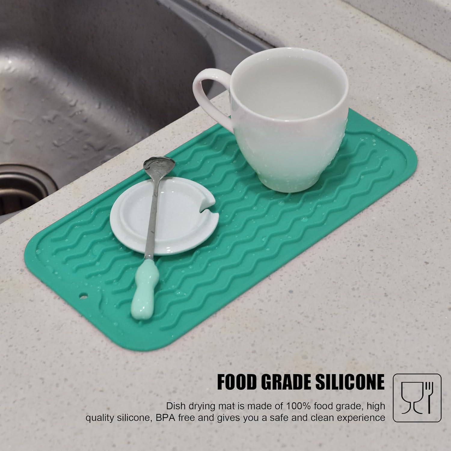 Alfombrilla de Secado de Platos Silicona Ecológica 30.48x15.24 cm Beige