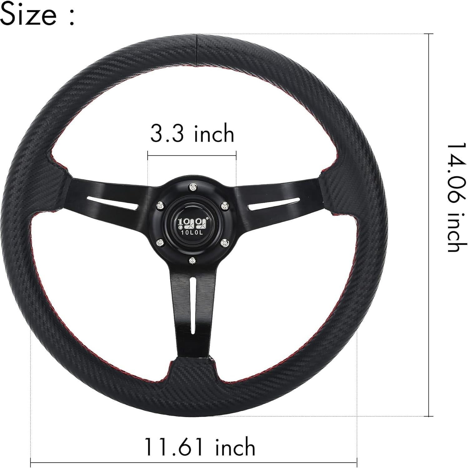 Volante de Carrito de Golf 10L0L Universal 35.56cm Negro Carbón