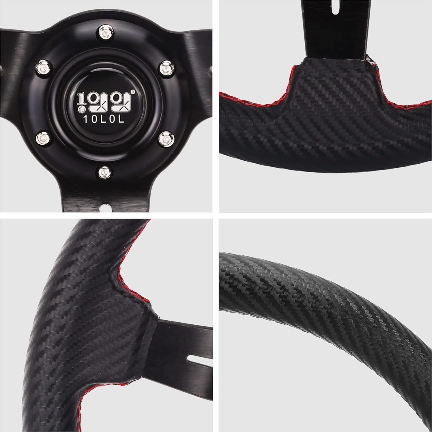 Volante de Carrito de Golf 10L0L Universal 35.56cm Negro Carbón