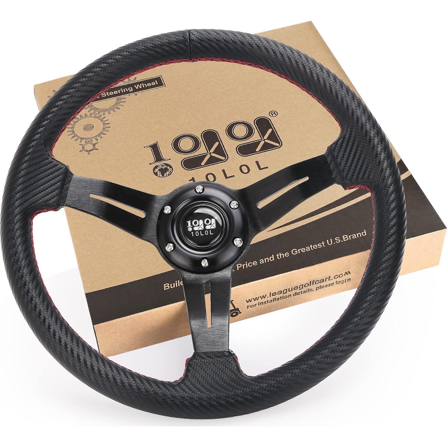 Volante de Carrito de Golf 10L0L Universal 35.56cm Negro Carbón