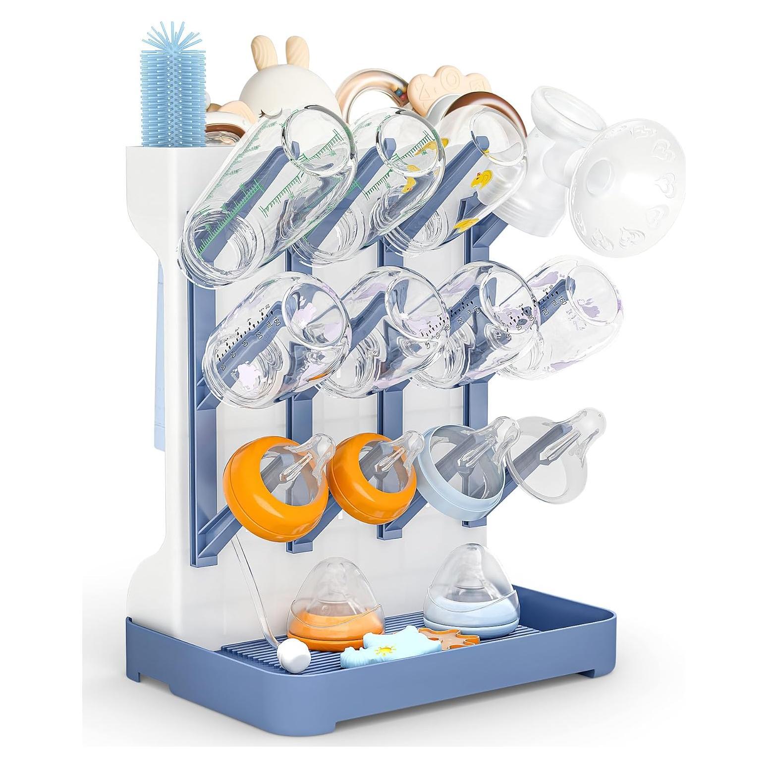 Soporte para Secado de Biberones GoMaihe Azul - Organizador Compacto Libre de BPA
