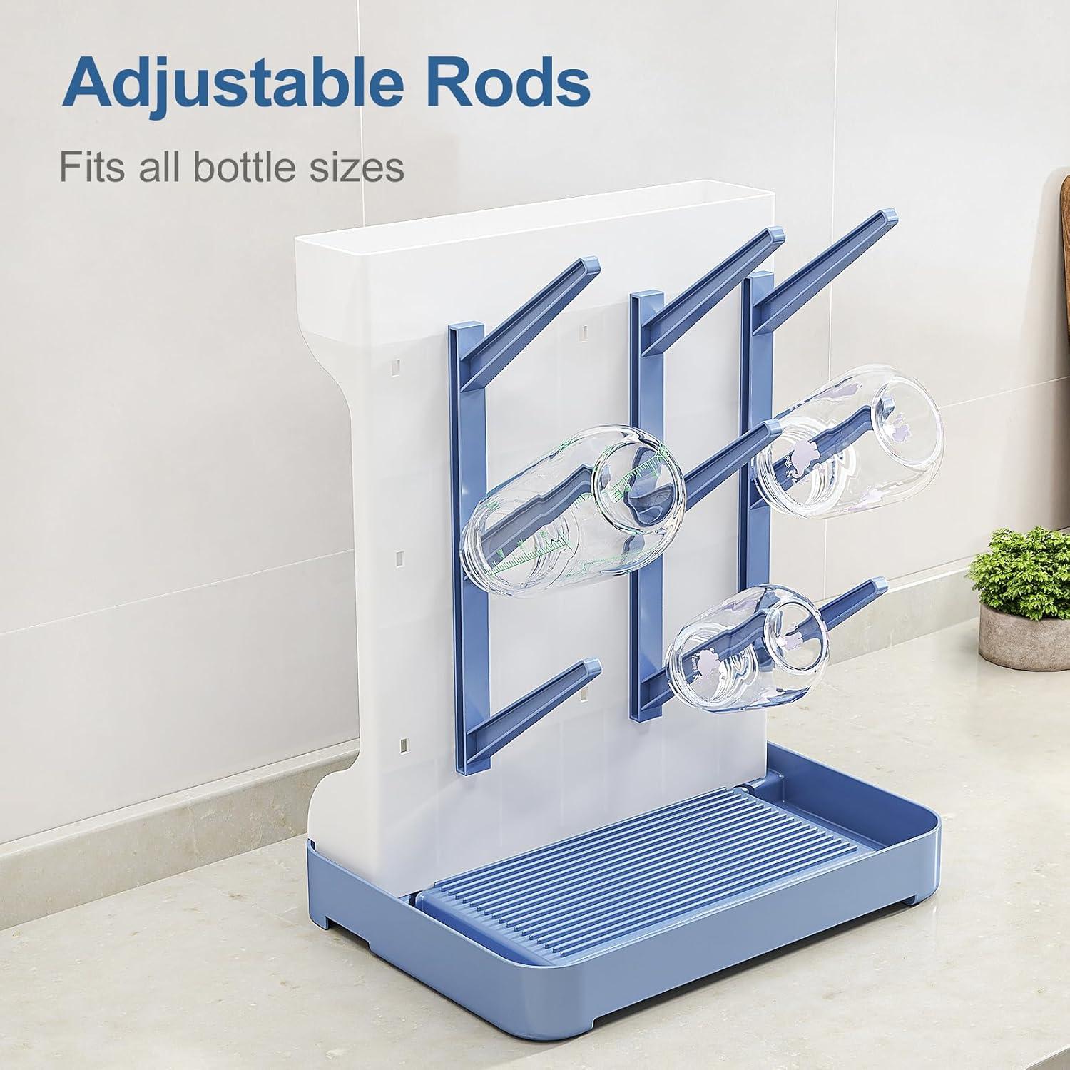 Soporte para Secado de Biberones GoMaihe Azul - Organizador Compacto Libre de BPA