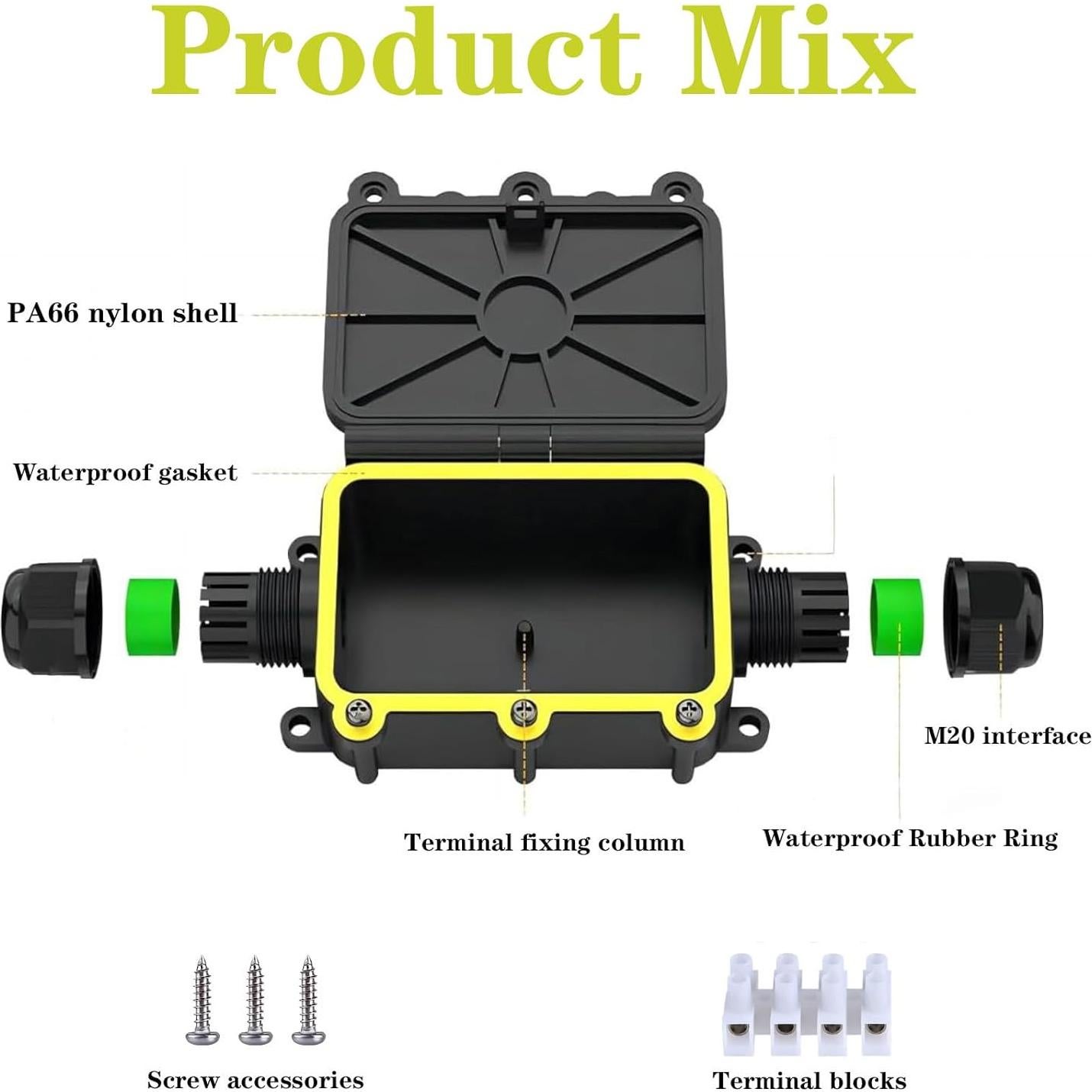 Caja de Conexiones Impermeable KLJ IP68 2 Vías 5-12mm