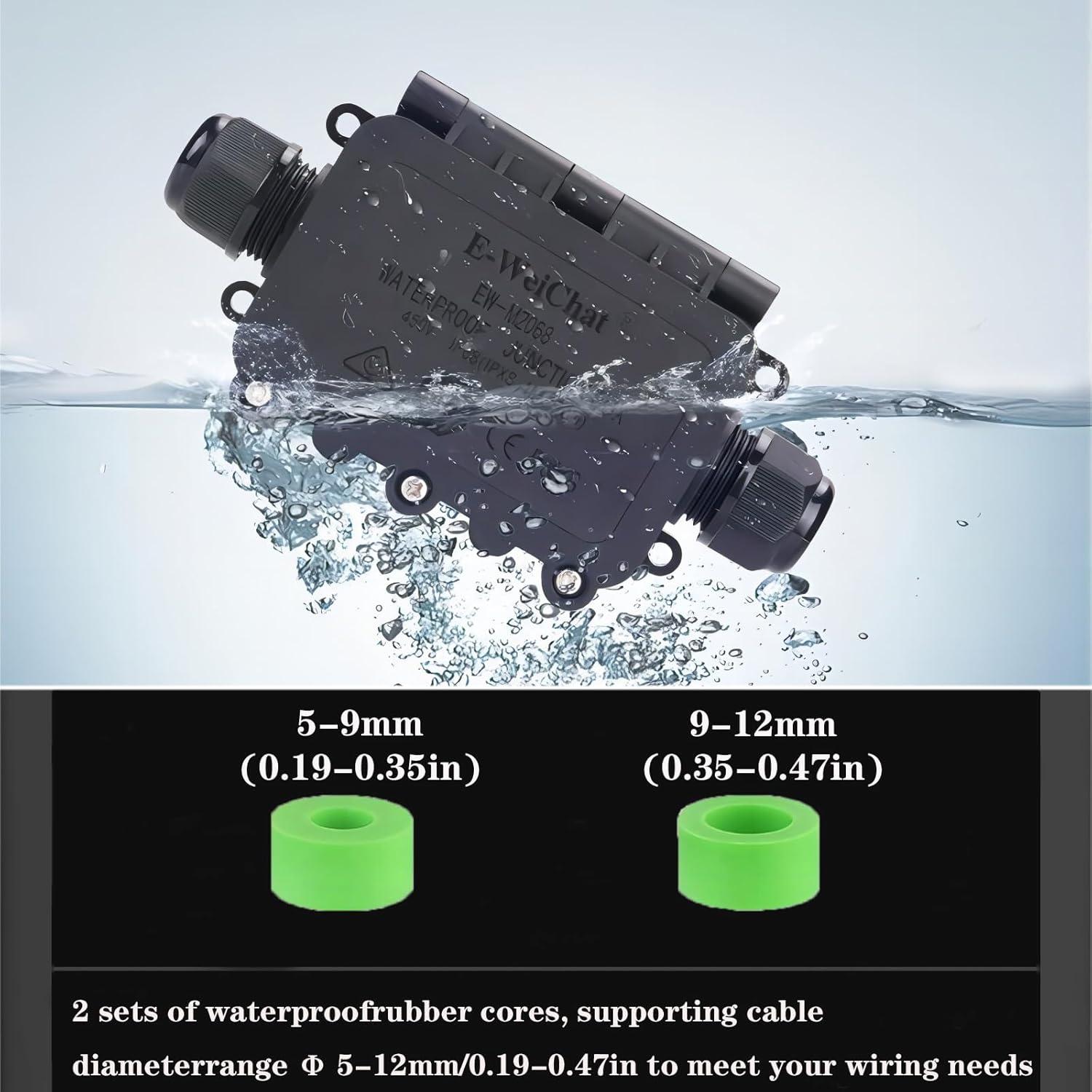 Caja de Conexiones Impermeable KLJ IP68 2 Vías 5-12mm