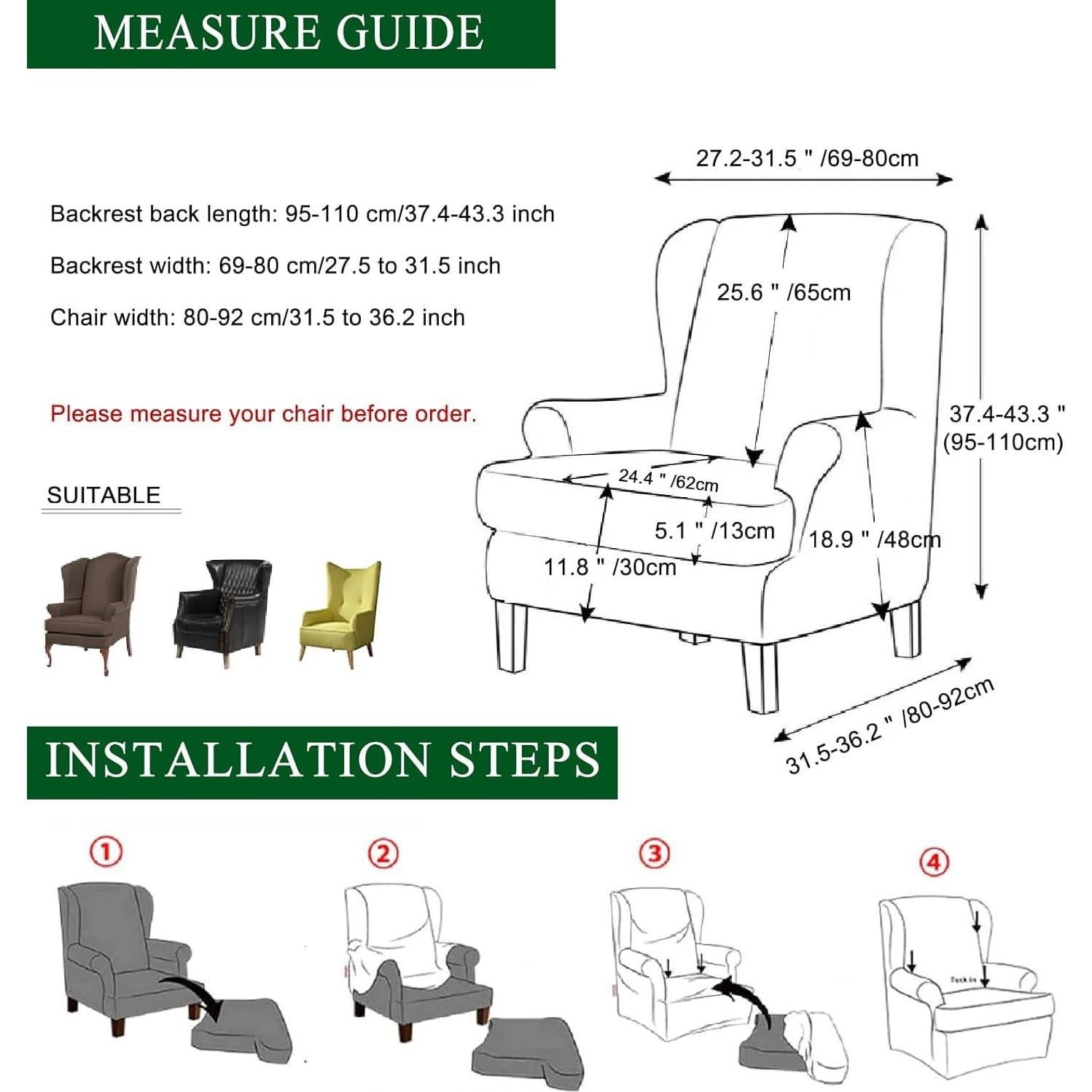 Fundas Impermeables CRFATOP para Sillones con Alas 2 Piezas