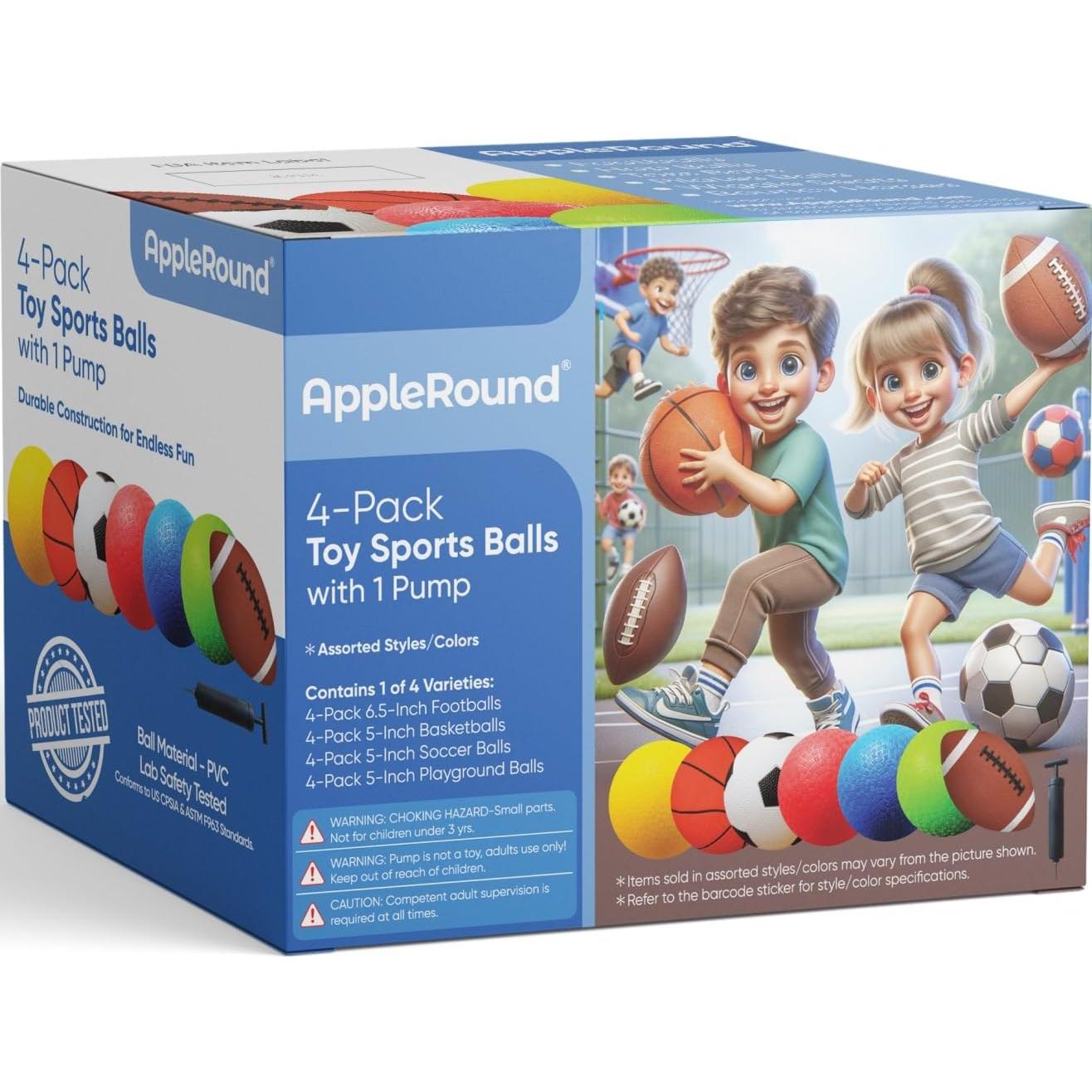 AppleRound Paquete 4 Pelotas Deportivas con Bomba