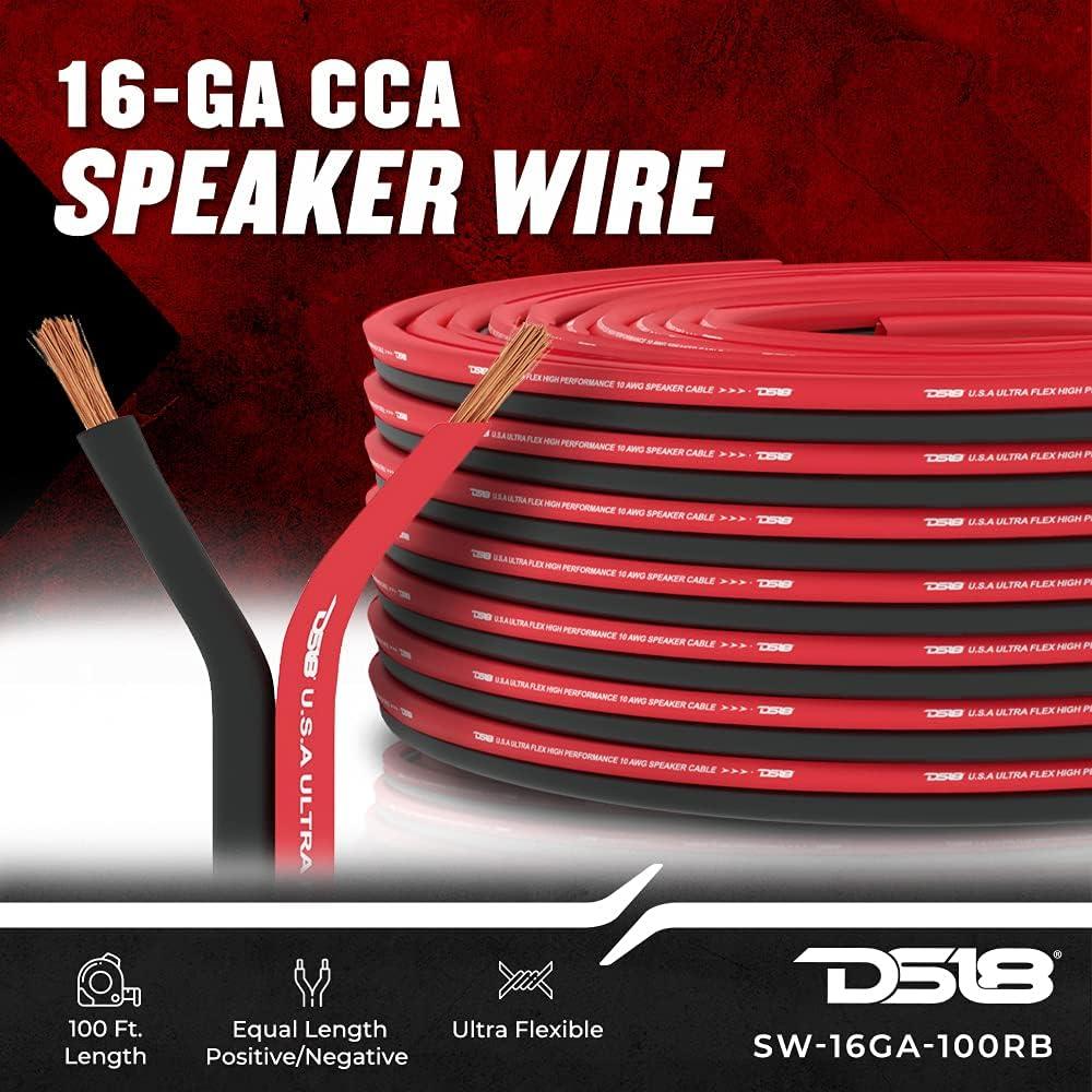 Cable de Altavoz DS18 16GA 30.48m Ultra Flexible Rojo Negro