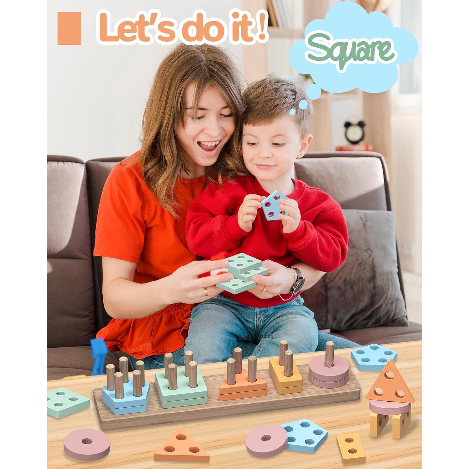 Juguetes Montessori de Madera Tonberless para Niños 1-3 Años