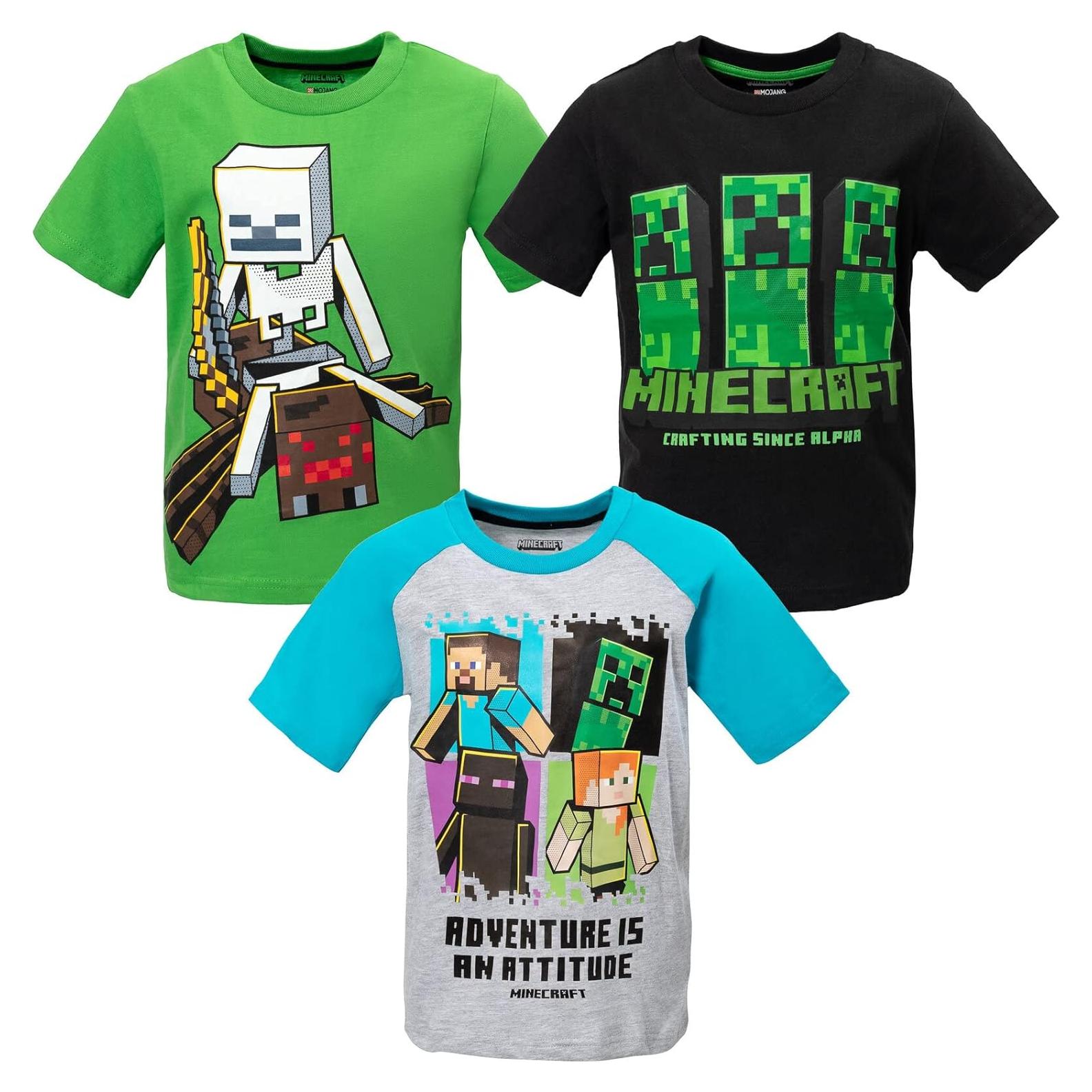 Camisetas Minecraft Mobs 3 Pack Niños Unisex - Algodón 60%