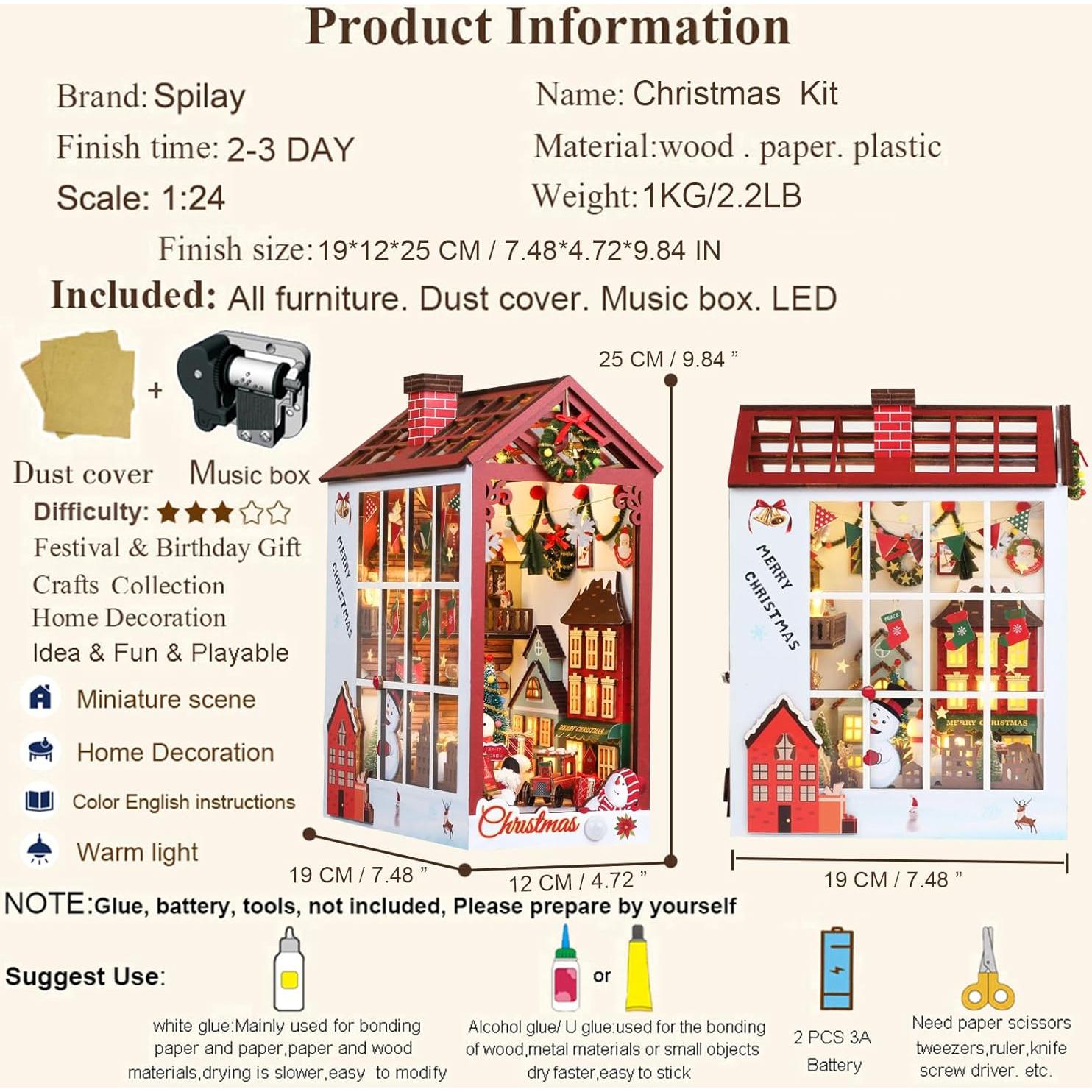 Casa de Muñecas Miniatura Spilay DIY 30x30x23cm Navidad