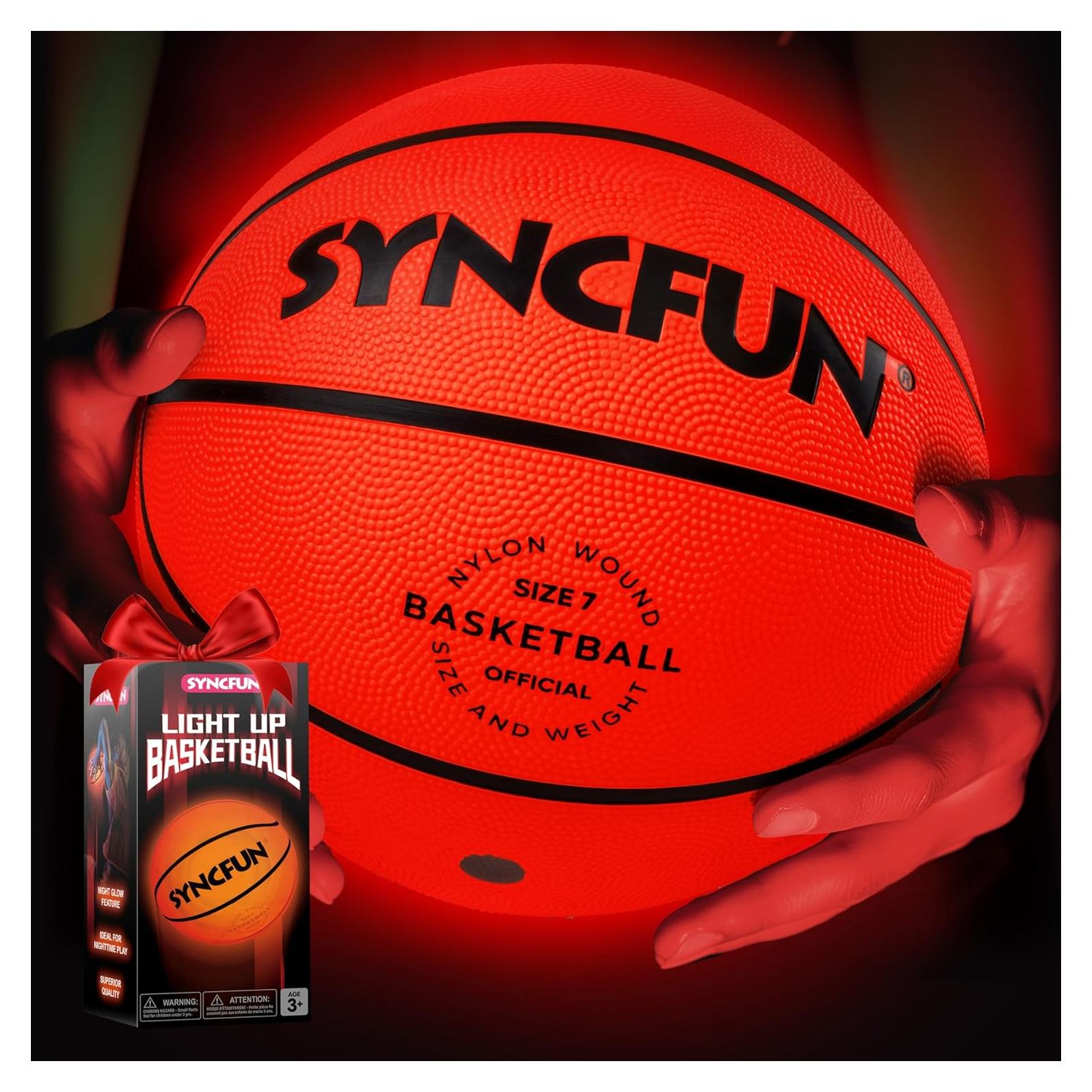 Balón de Baloncesto Iluminado Syncfun Rojo para Niños 3+