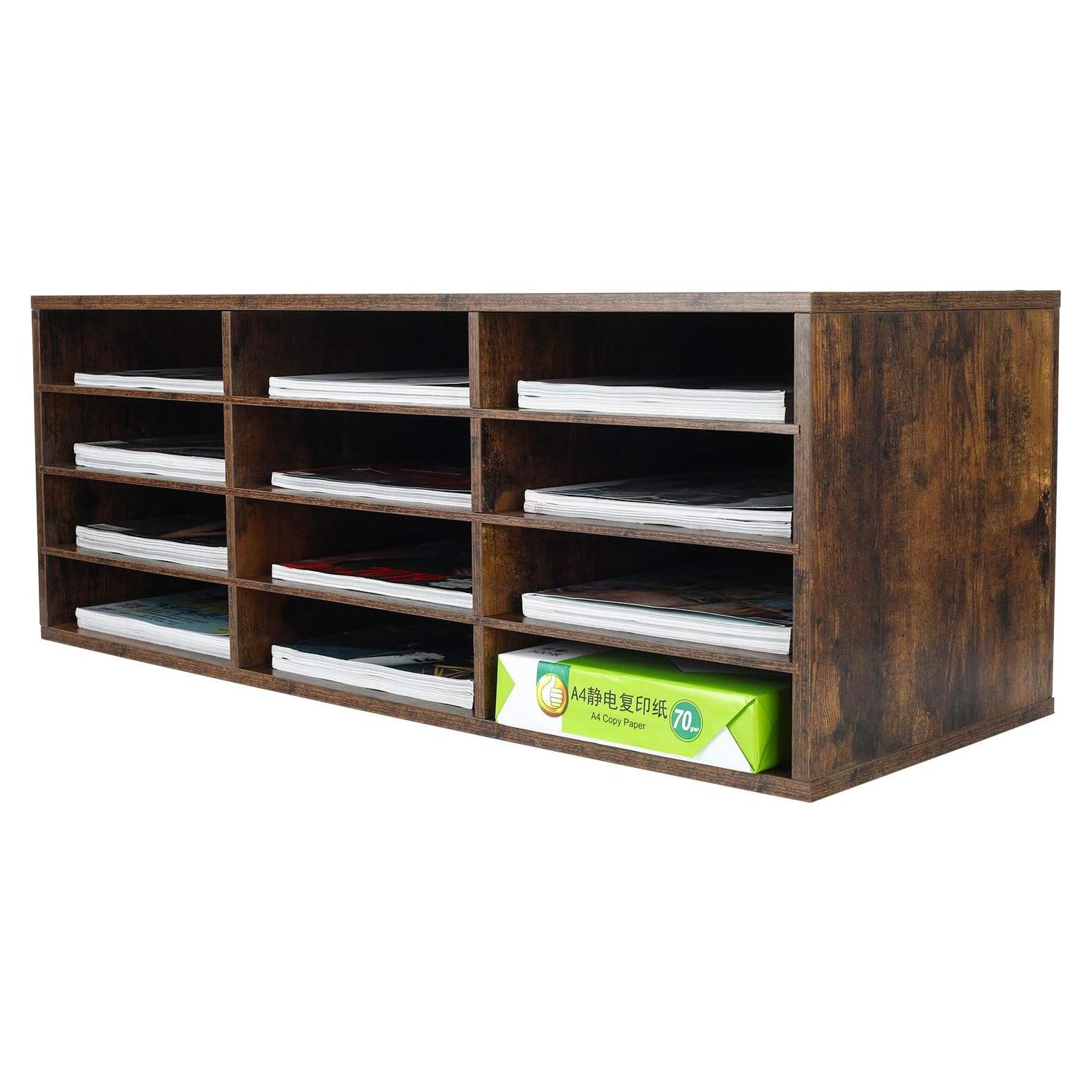Organizador de Correo PAG de Madera 12 Compartimentos Marrón