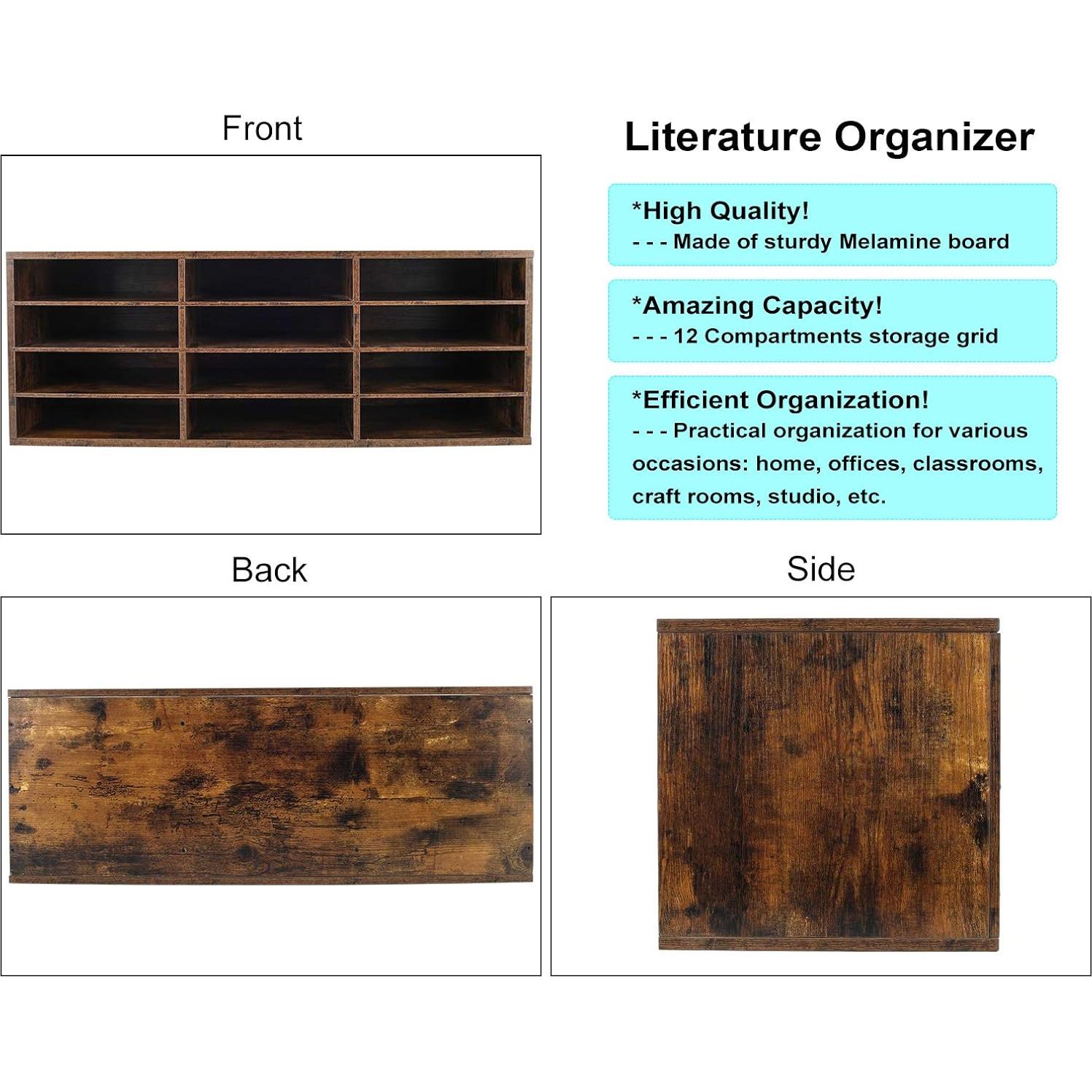 Organizador de Correo PAG de Madera 12 Compartimentos Marrón