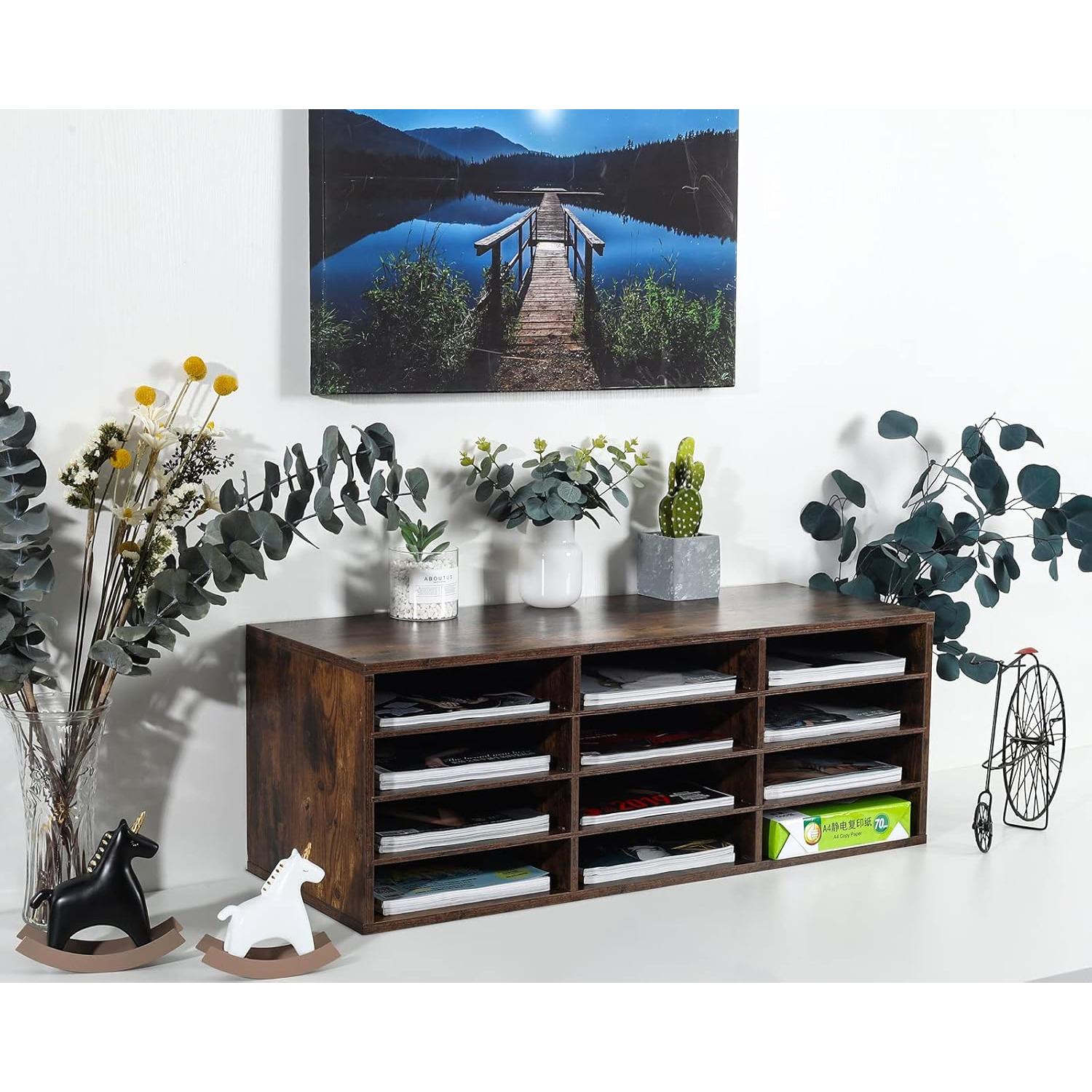 Organizador de Correo PAG de Madera 12 Compartimentos Marrón