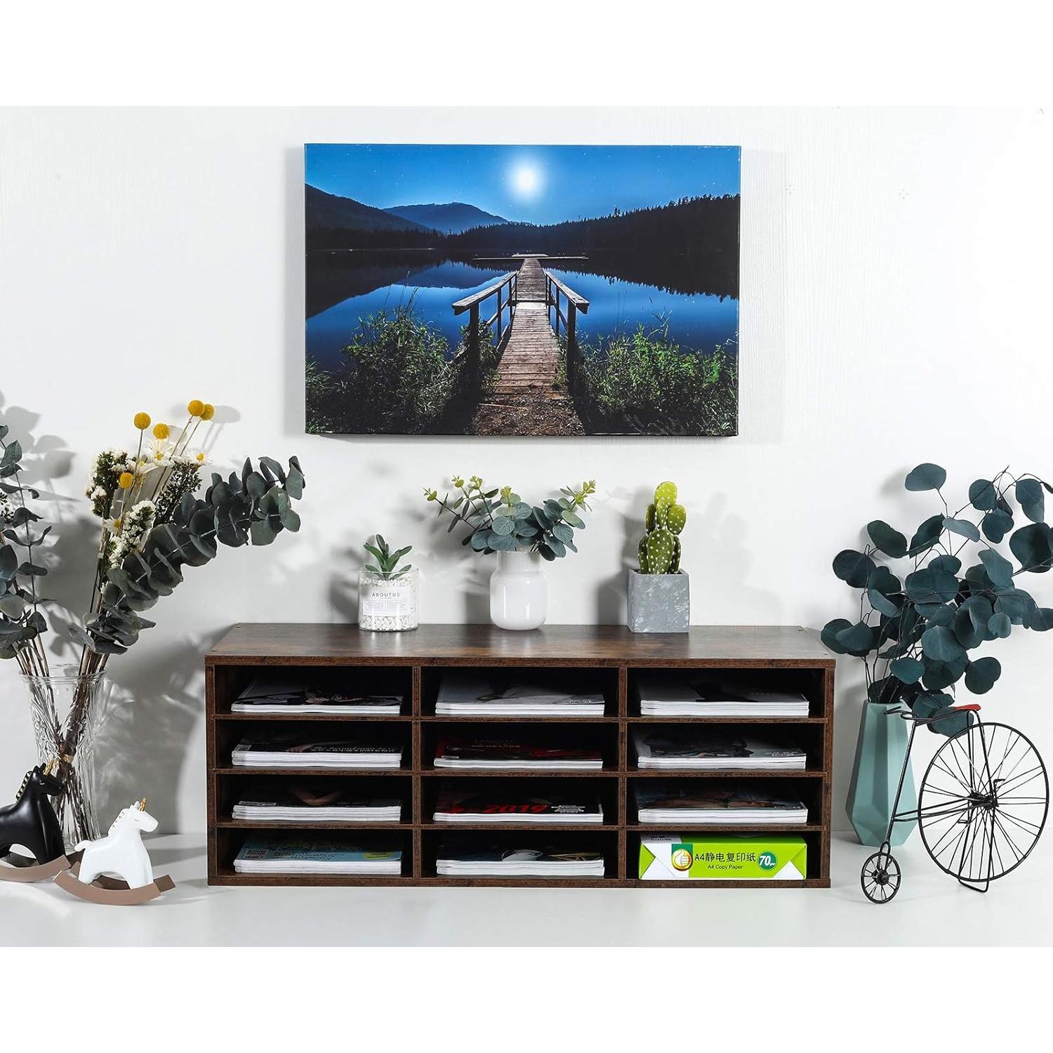 Organizador de Correo PAG de Madera 12 Compartimentos Marrón