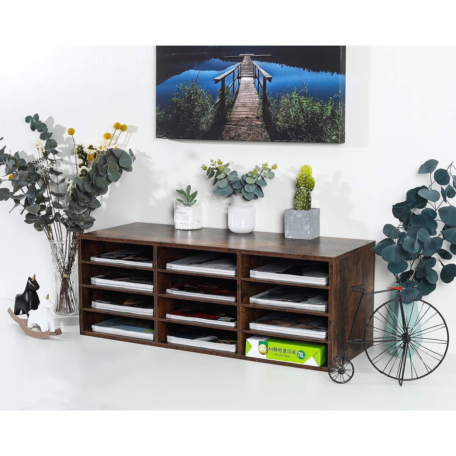 Organizador de Correo PAG de Madera 12 Compartimentos Marrón