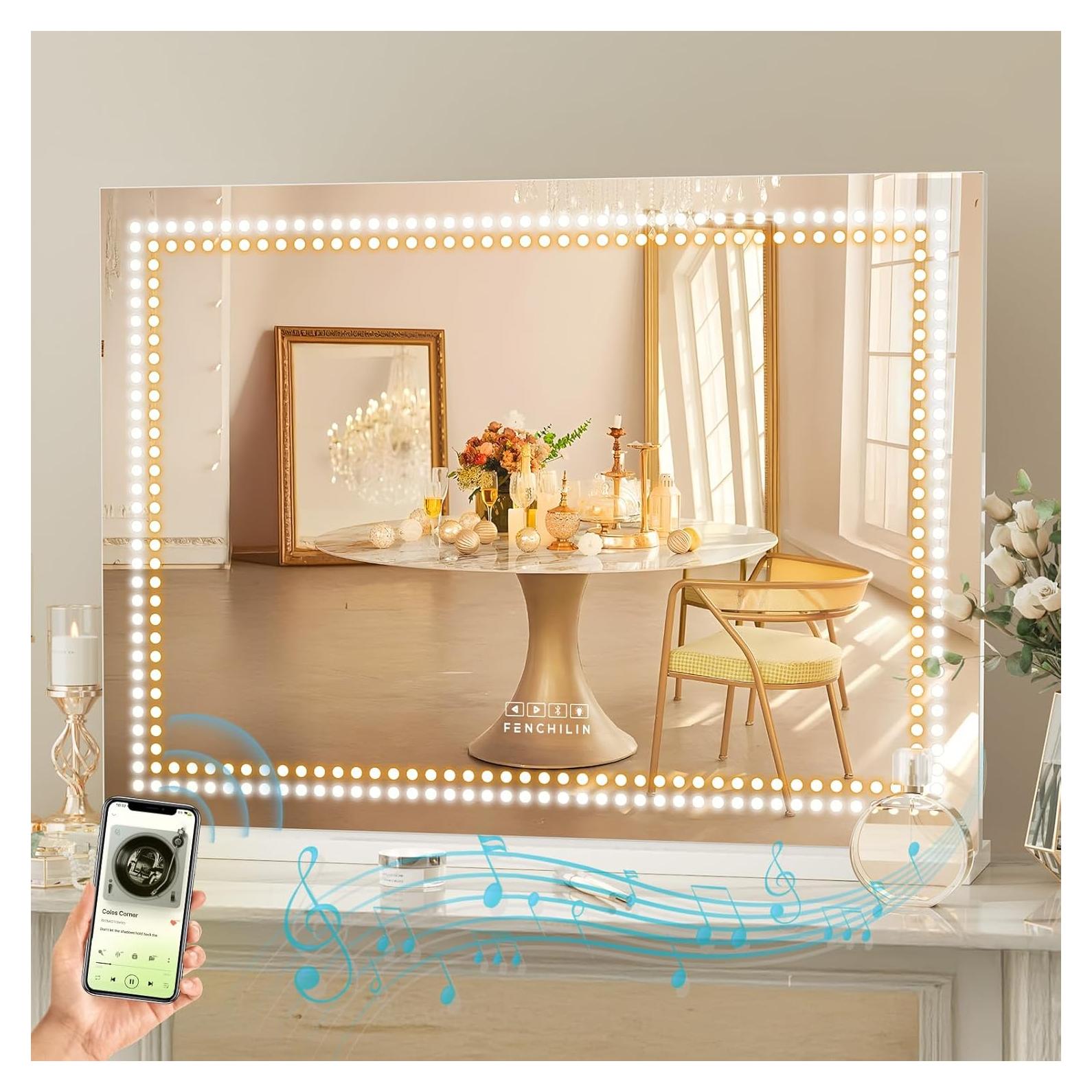 Espejo de Tocador FENCHILIN LED 70x90cm con Altavoz Bluetooth