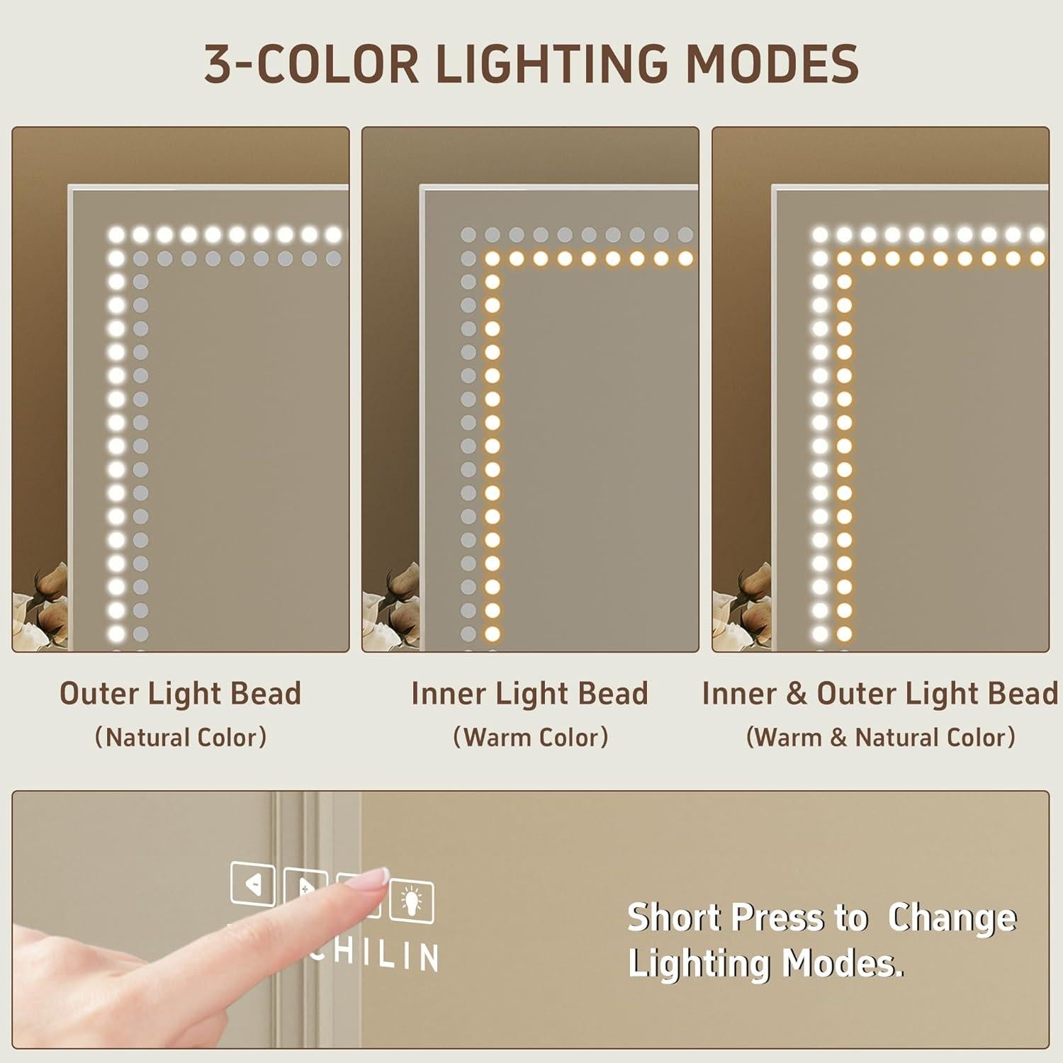 Espejo de Tocador FENCHILIN LED 70x90cm con Altavoz Bluetooth