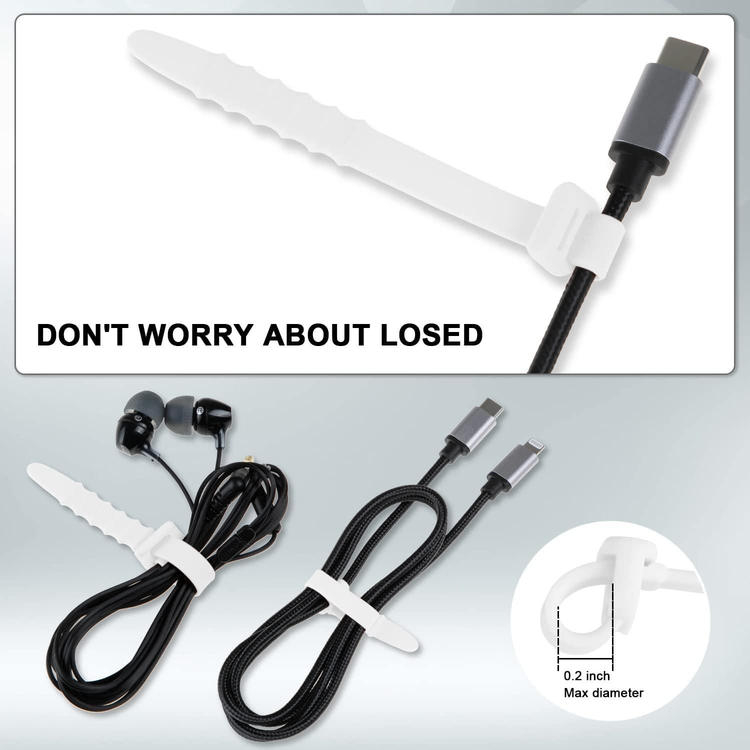 Paquete de 12 Bridas de Silicona Neepanda 11.5 cm Blancas