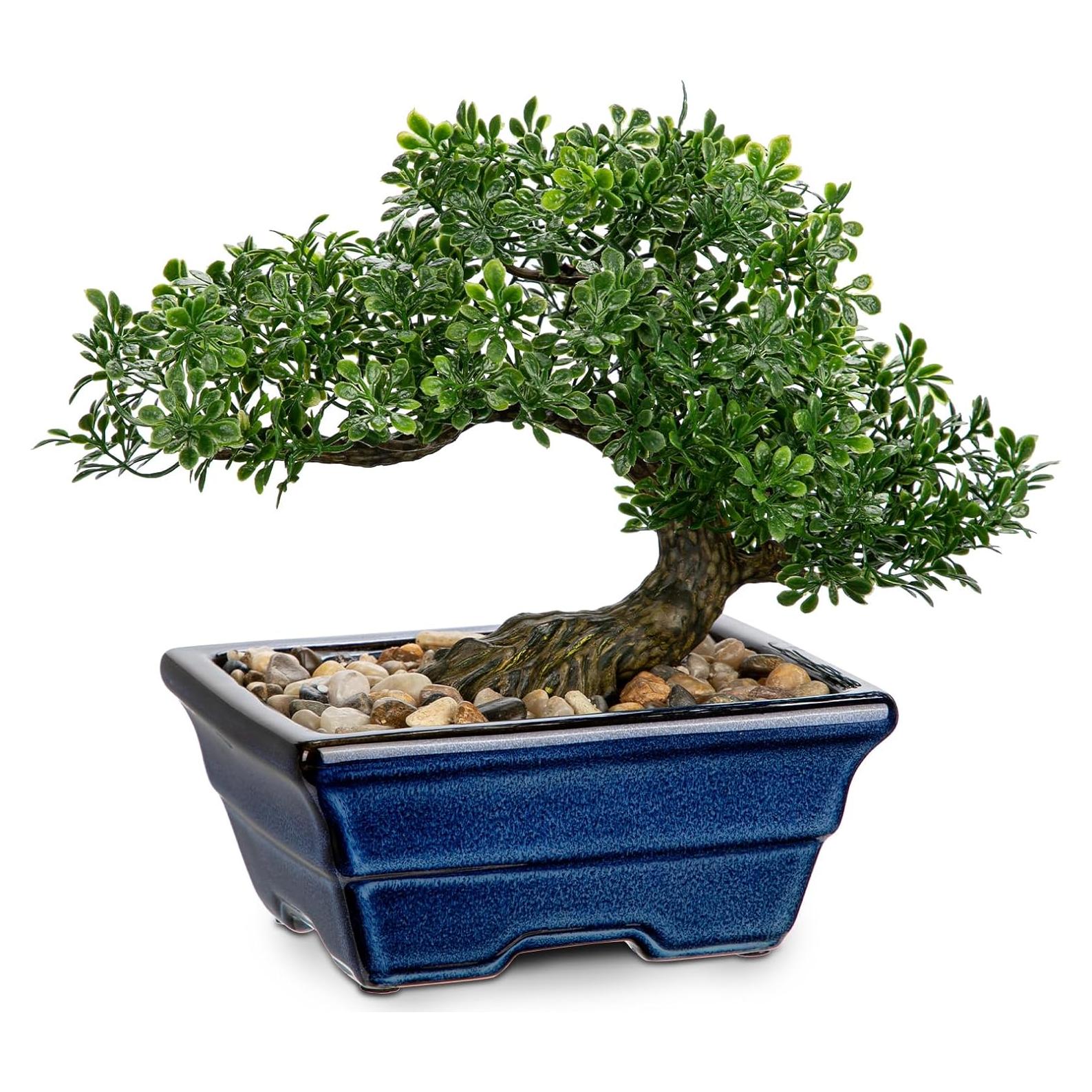 Árbol Bonsai Artificial Briful con Maceta Cerámica Verde