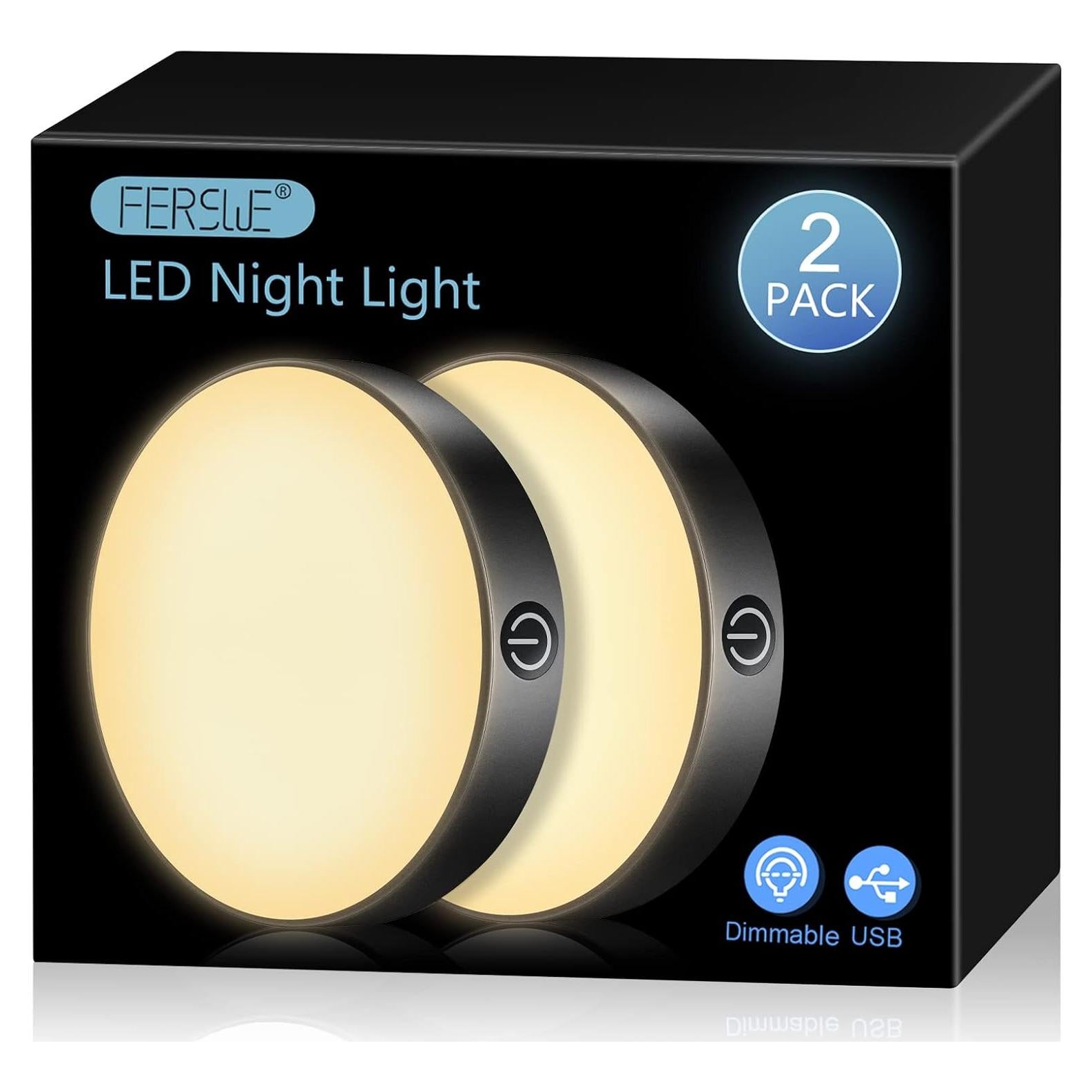 Ferswe Luz Táctil Regulable Recargable 1000mAh 3000K - 2 Piezas