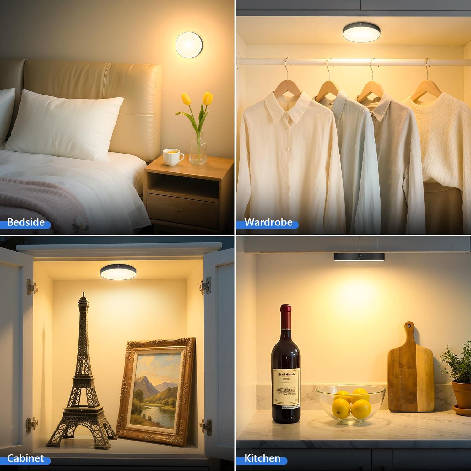 Ferswe Luz Táctil Regulable Recargable 1000mAh 3000K - 2 Piezas