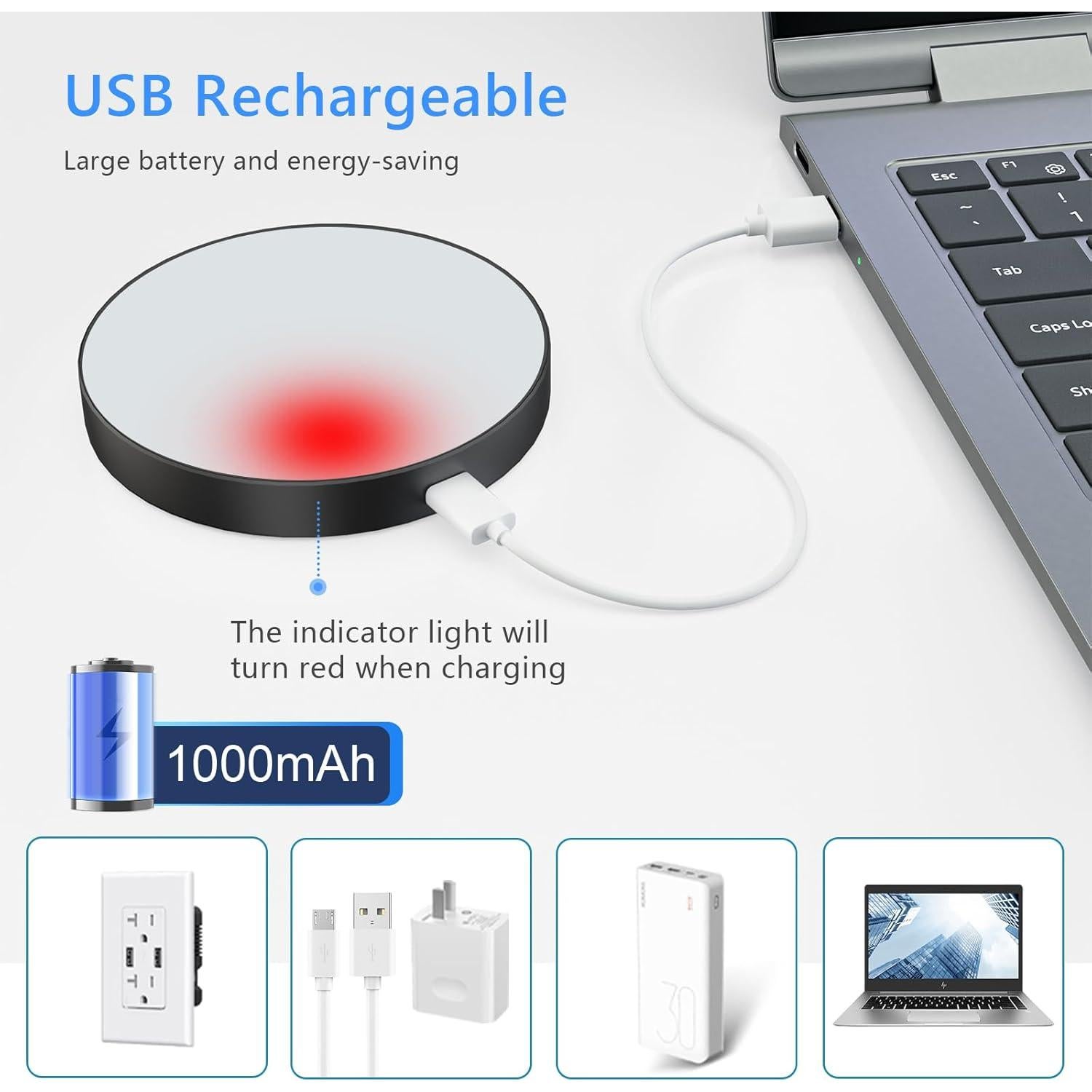 Ferswe Luz Táctil Regulable Recargable 1000mAh 3000K - 2 Piezas