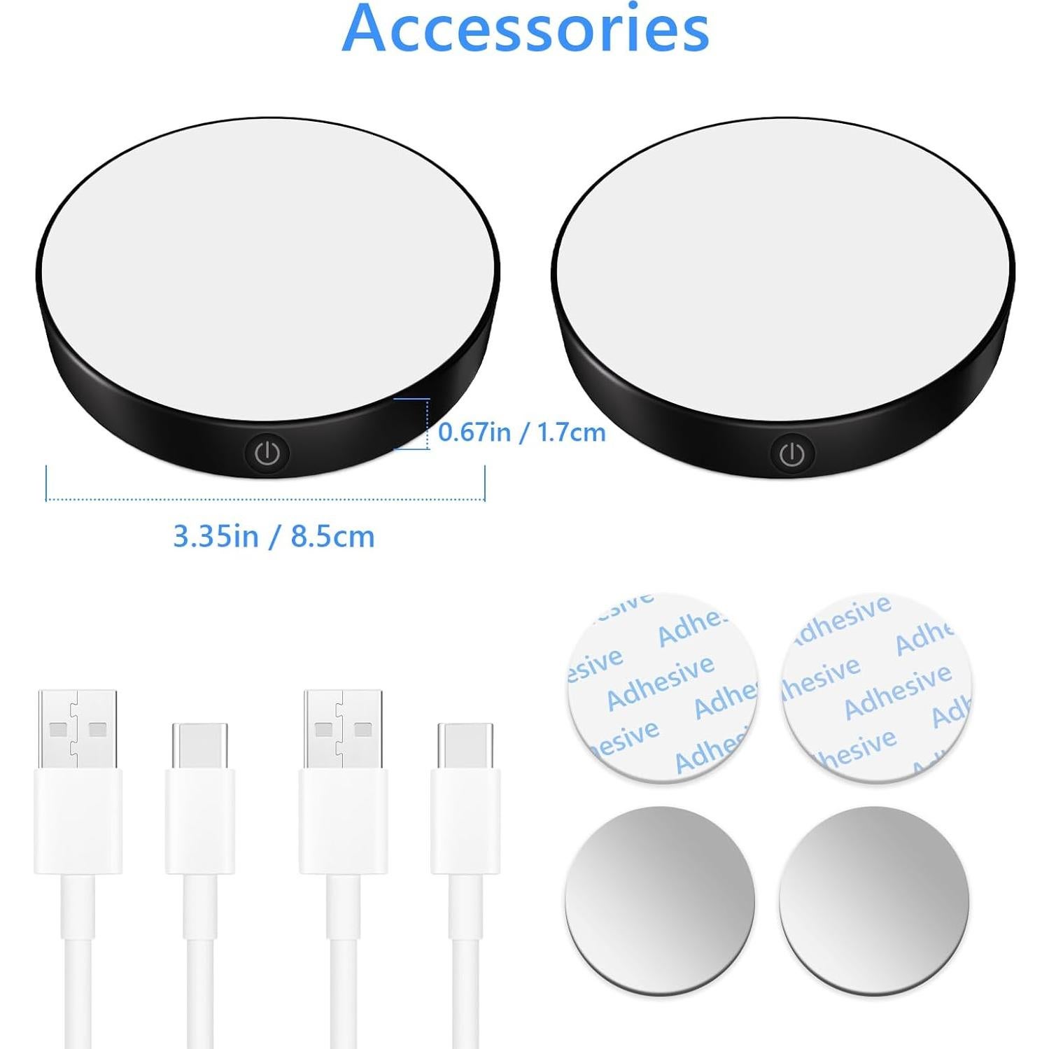 Ferswe Luz Táctil Regulable Recargable 1000mAh 3000K - 2 Piezas