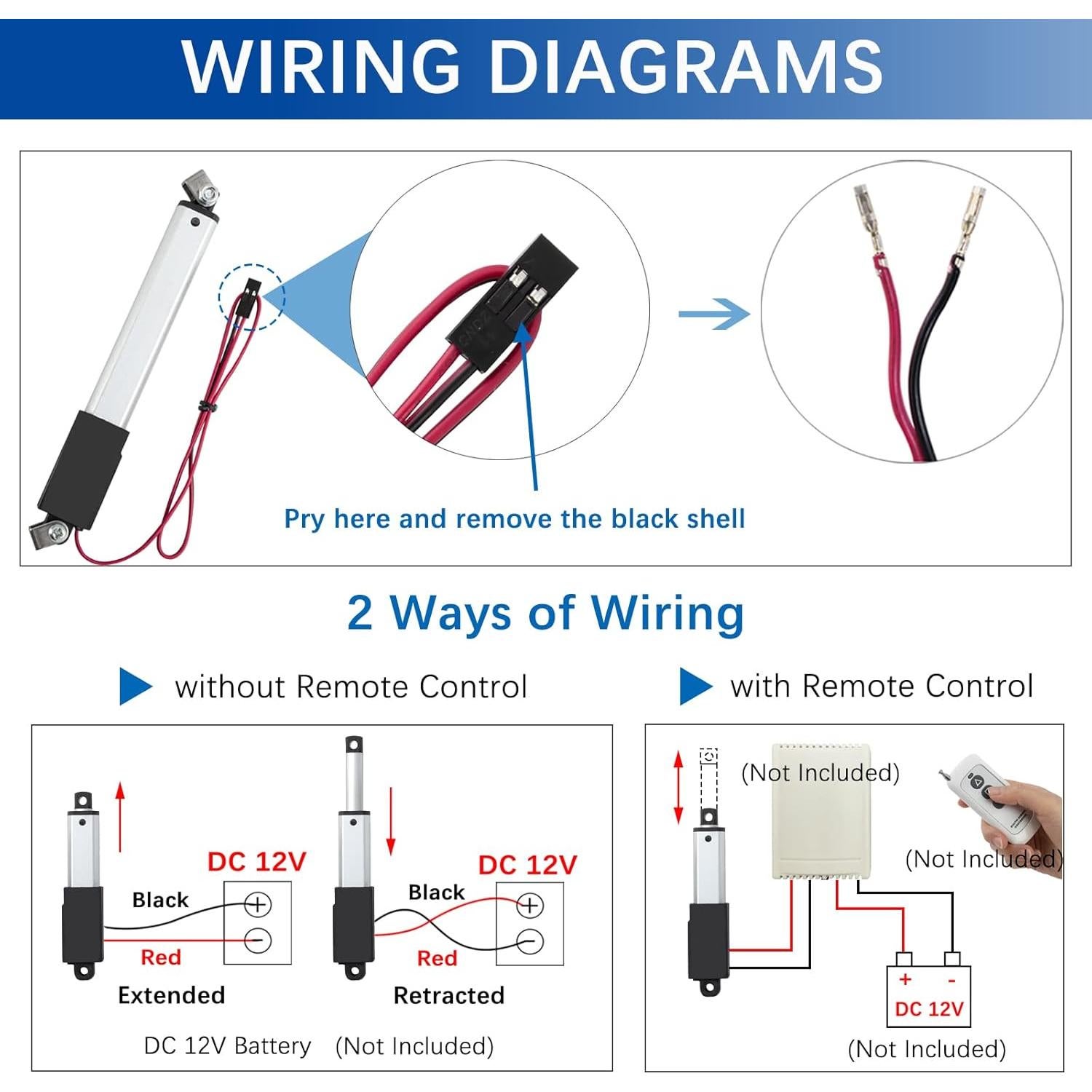 Actuador Lineal Micro JQDML 21mm 12V 188N con Soportes