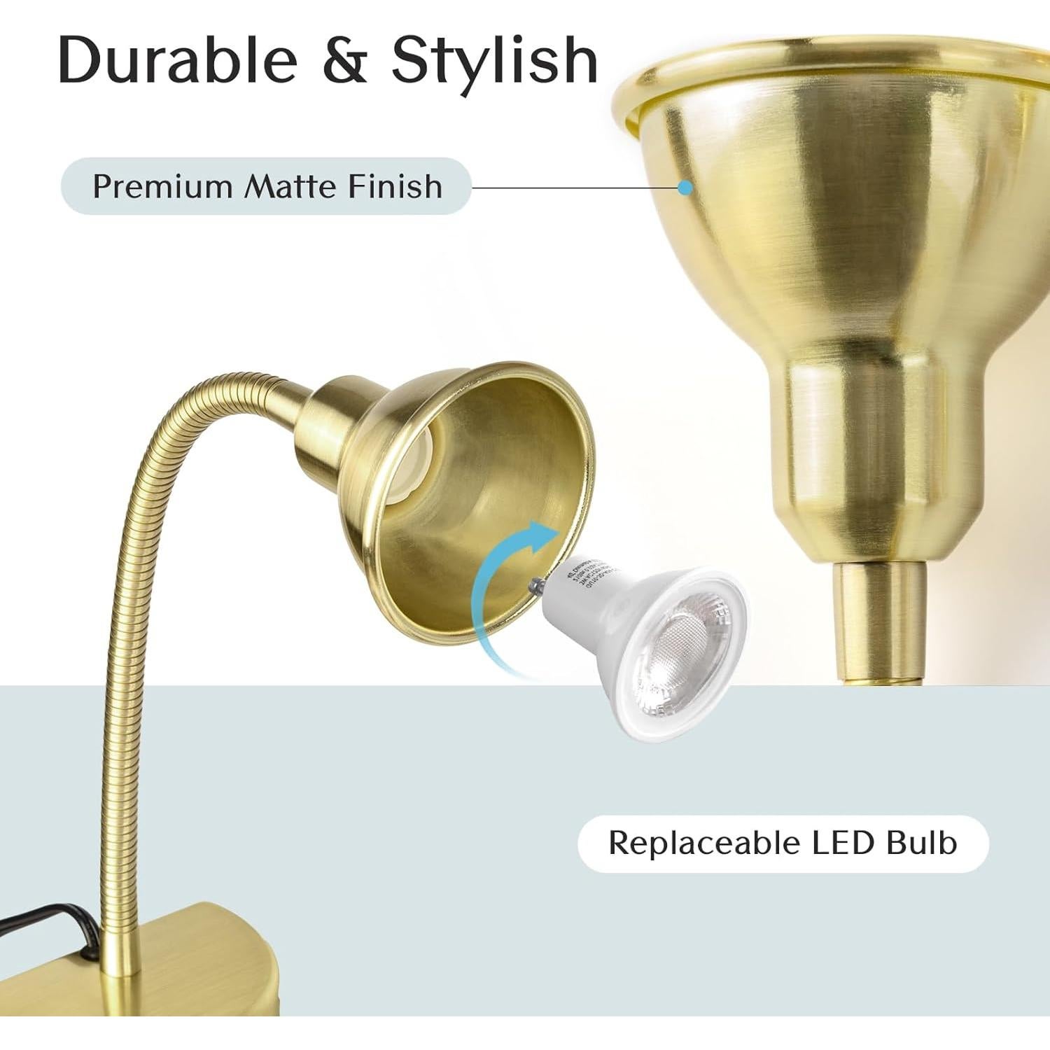 Lámpara de Lectura LED Regulable SUNLITBRANDS Dorada