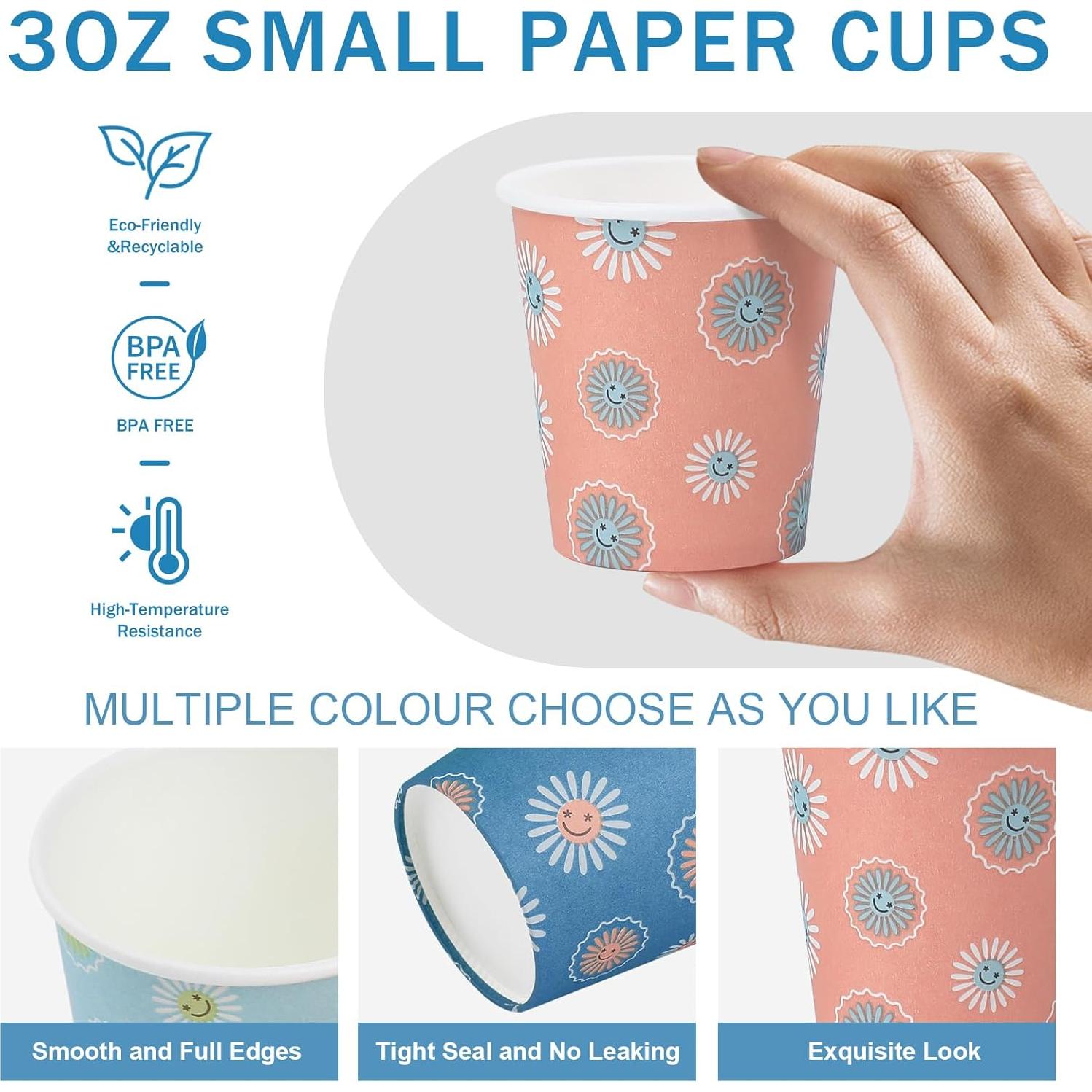 Vasos de Papel Desechables SIUQ 3 oz - Paquete 1200 Unidades