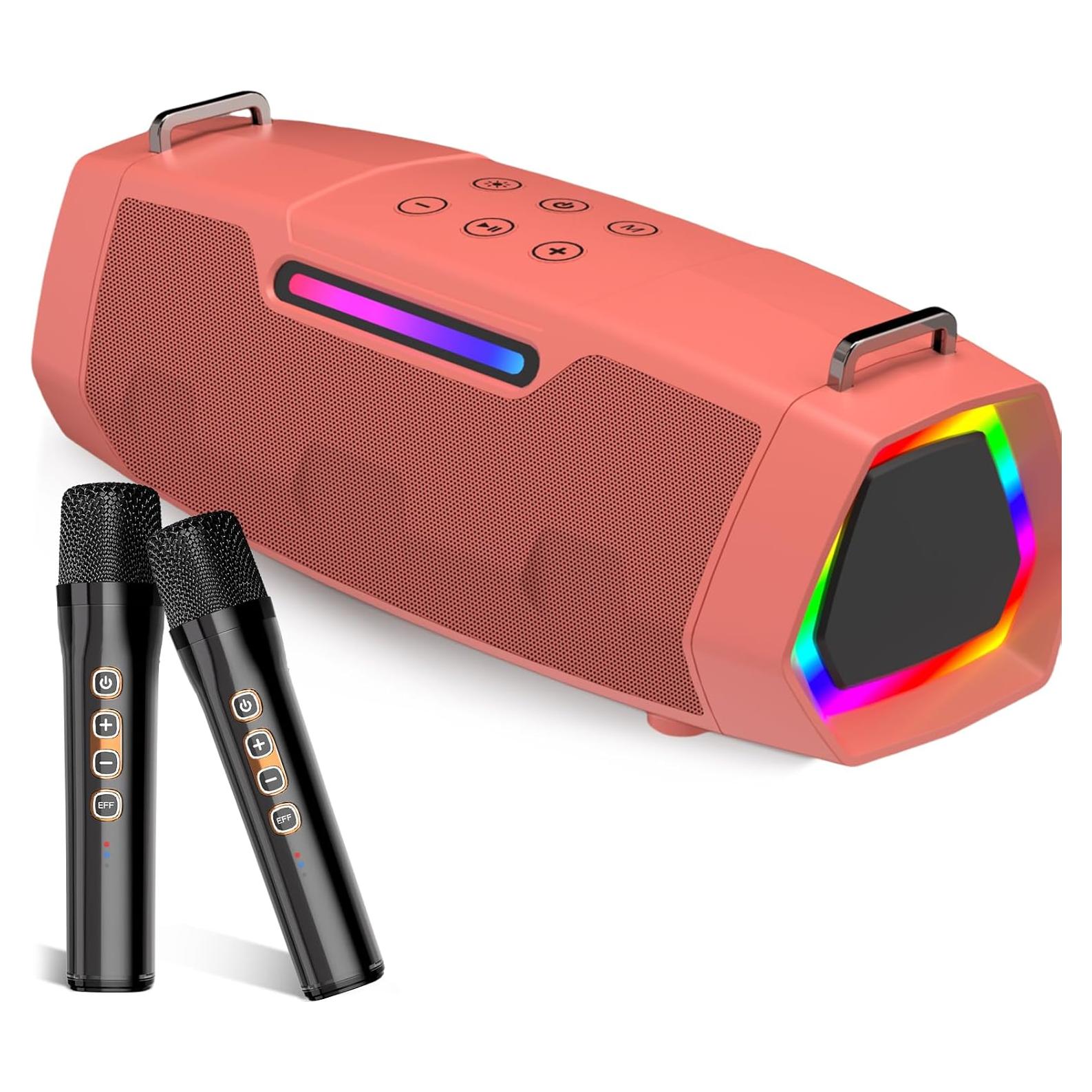 Máquina de Karaoke Portátil 60W - Altavoz Bluetooth Naranja-Rojo