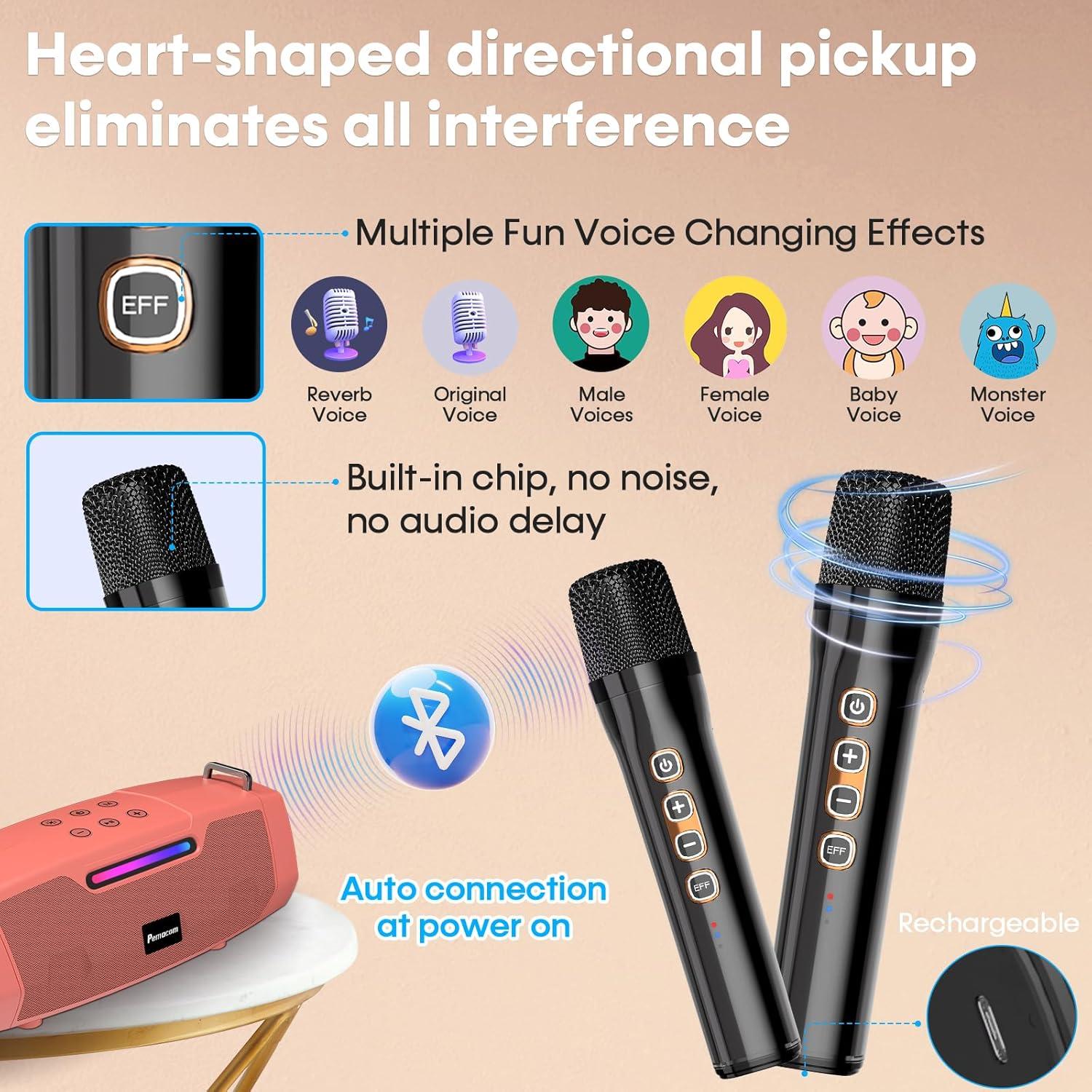 Máquina de Karaoke Portátil 60W - Altavoz Bluetooth Naranja-Rojo