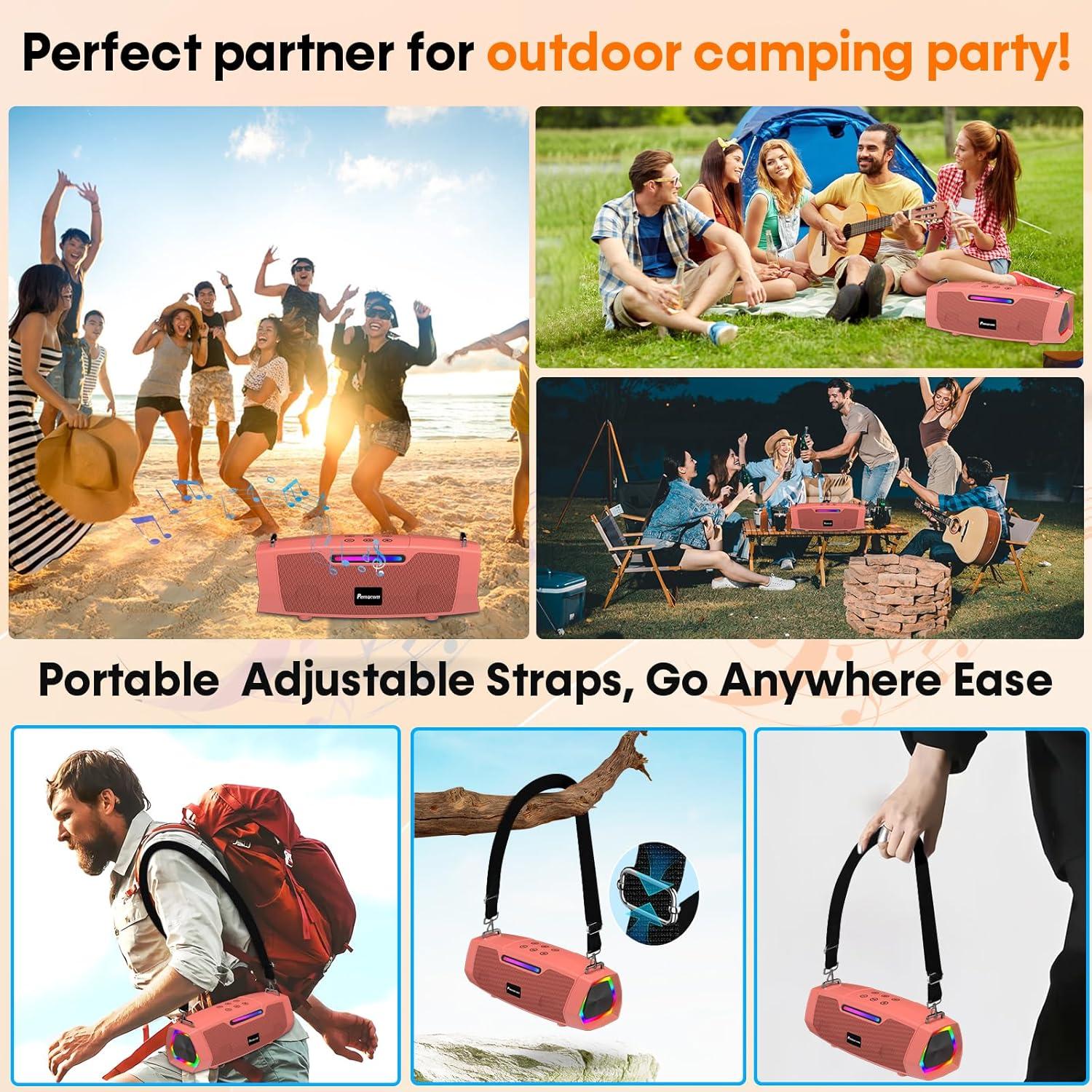 Máquina de Karaoke Portátil 60W - Altavoz Bluetooth Naranja-Rojo