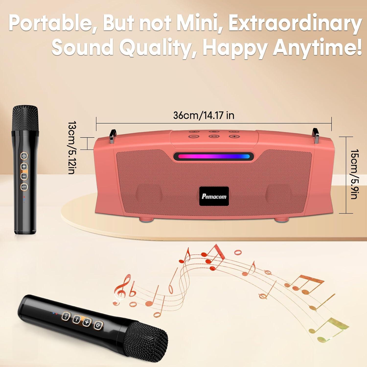 Máquina de Karaoke Portátil 60W - Altavoz Bluetooth Naranja-Rojo