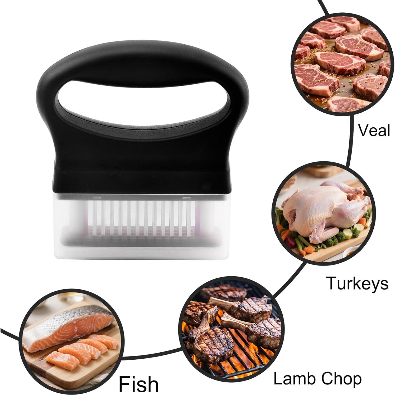 Ablandador de Carne Dorscript Negro 48 Cuchillas Acero Inoxidable