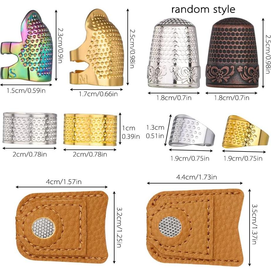 10 Dedales de Costura JNENERY Ajustables de Metal y Cuero