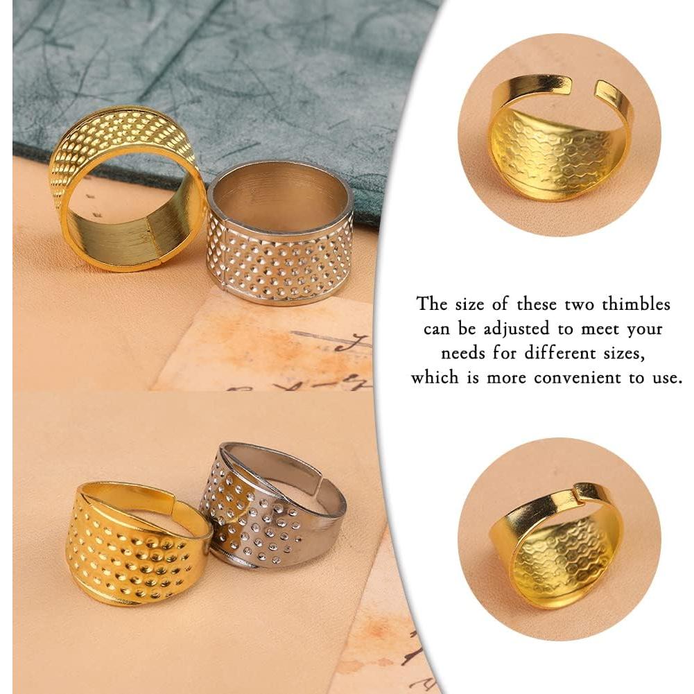 10 Dedales de Costura JNENERY Ajustables de Metal y Cuero