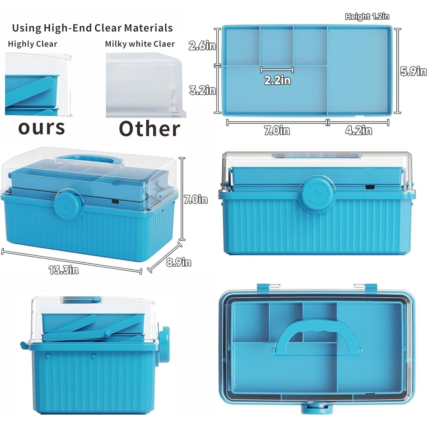 Caja de Almacenamiento Yieach 33.78x22.61cm Multifuncional Azul