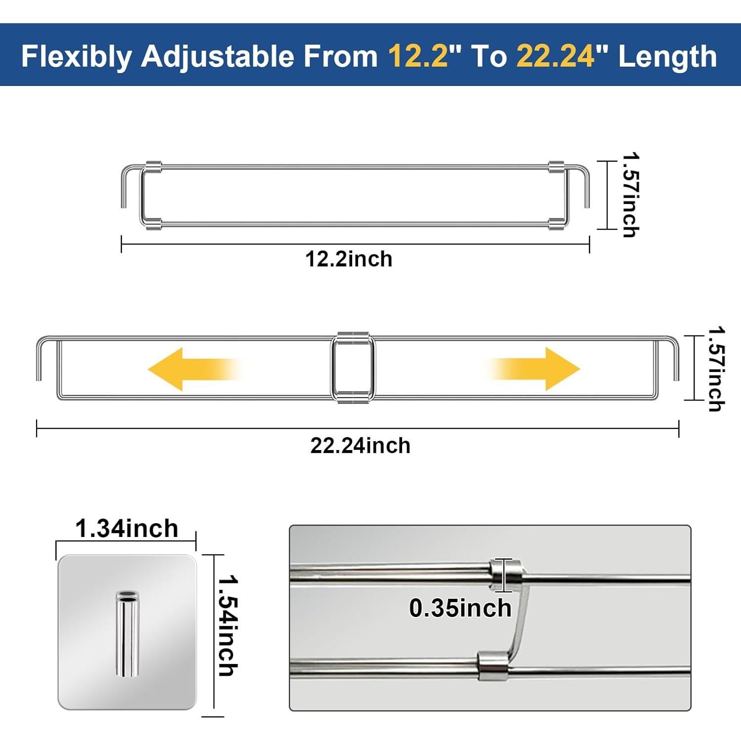 Barras de Refrigerador RV Adevar, Paquete de 4 Ajustables 31-56.5 cm