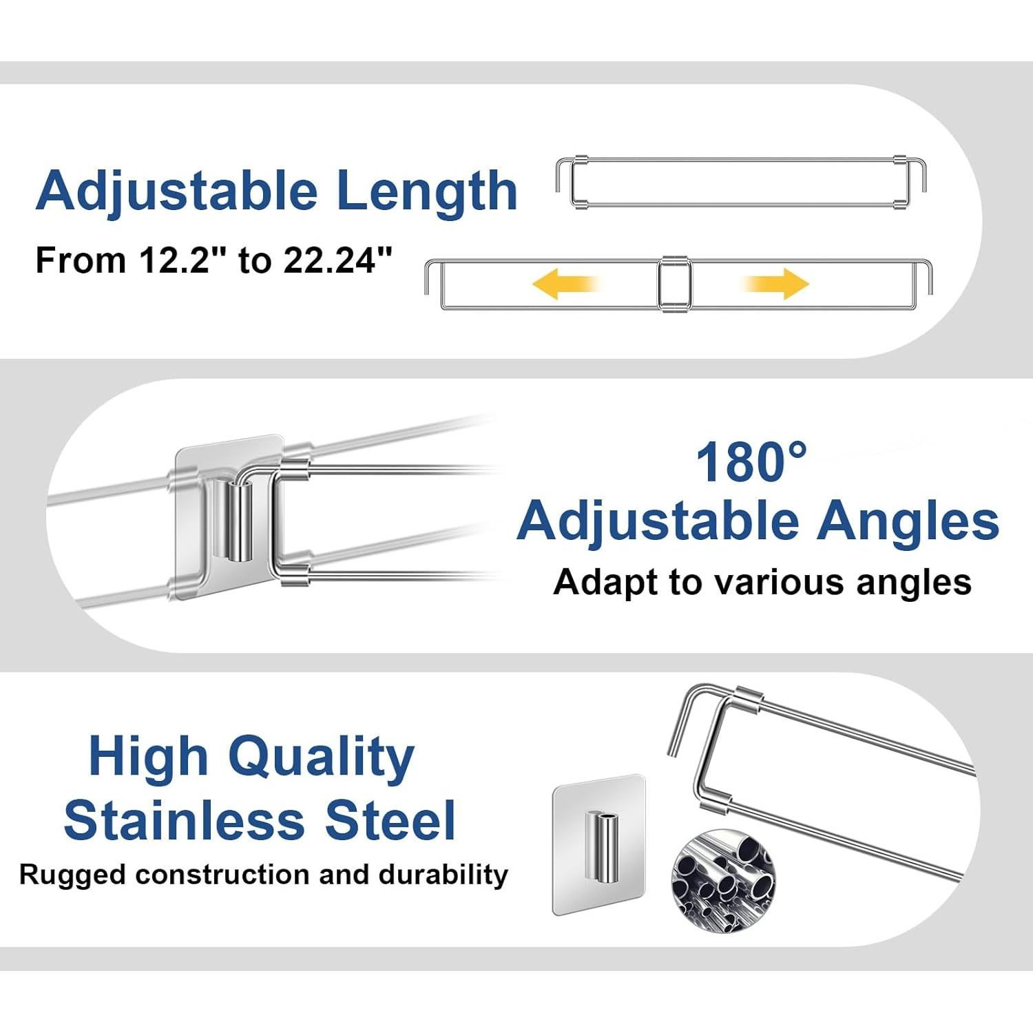 Barras de Refrigerador RV Adevar, Paquete de 4 Ajustables 31-56.5 cm