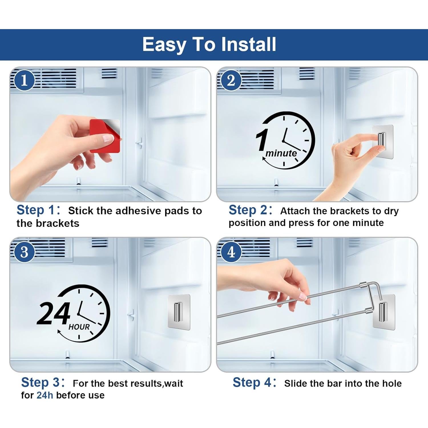 Barras de Refrigerador RV Adevar, Paquete de 4 Ajustables 31-56.5 cm