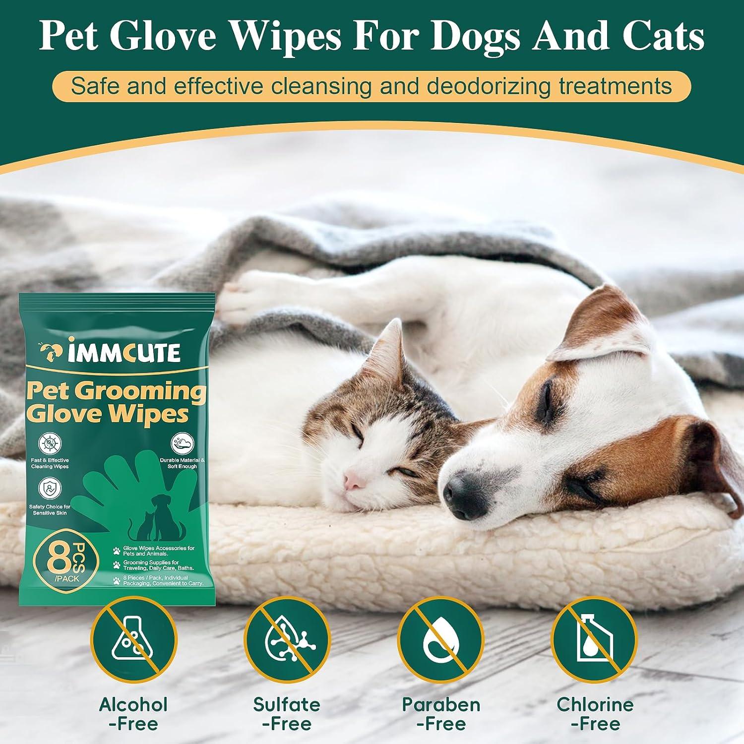 32 Guantes Toallitas para Baño de Mascotas IMMCUTE Sin Fragancia