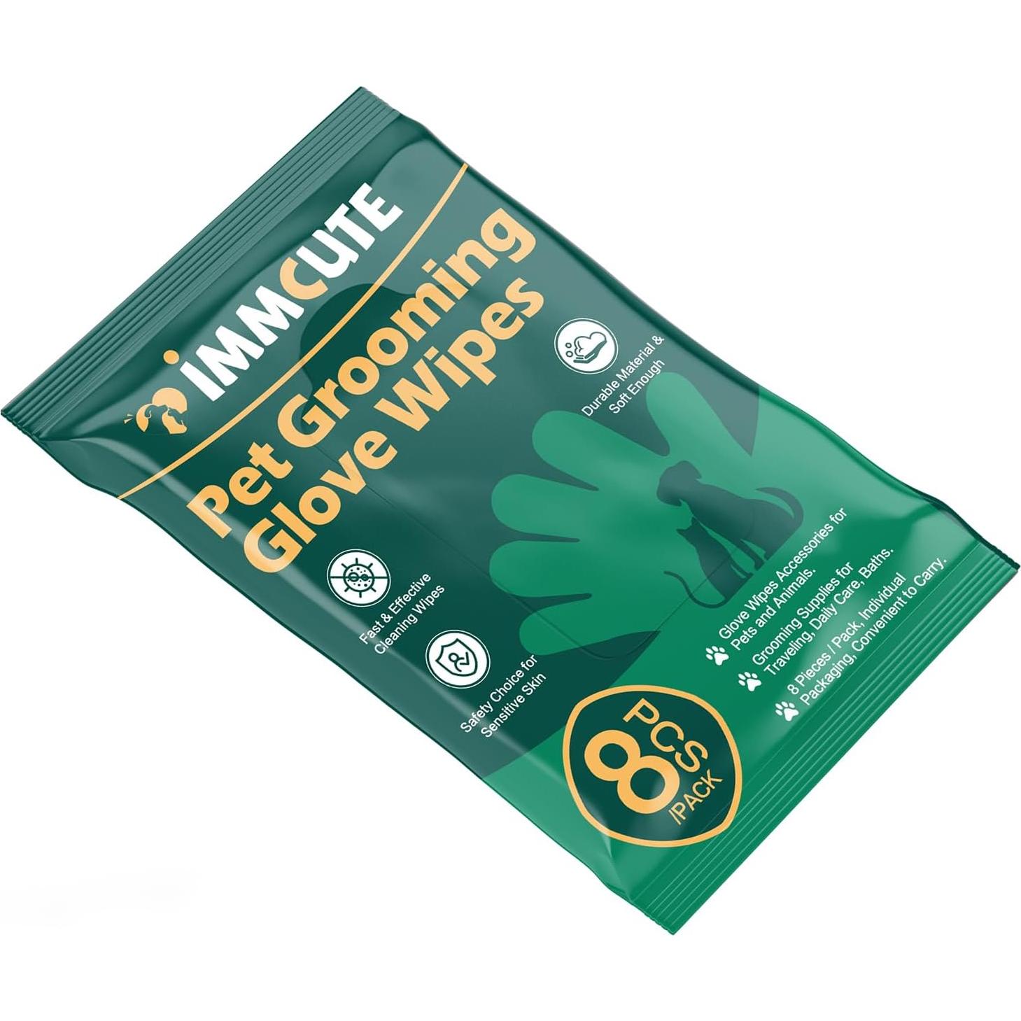 32 Guantes Toallitas para Baño de Mascotas IMMCUTE Sin Fragancia