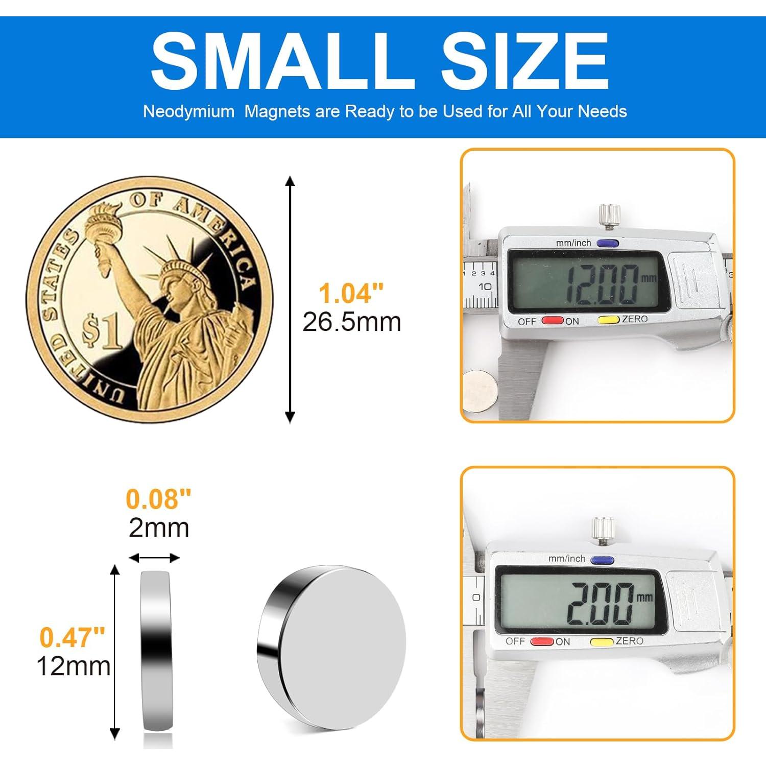 Imanes Neodimio TRYMAG 60Pcs 12x2mm para Oficina y DIY