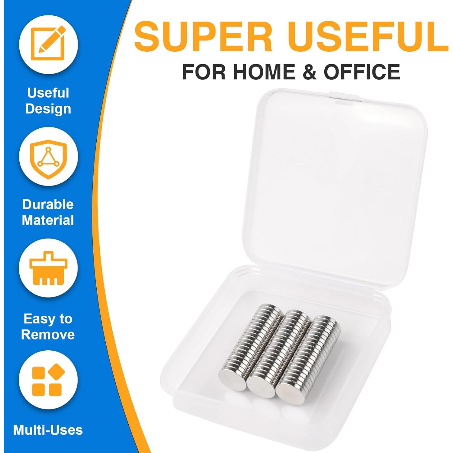 Imanes Neodimio TRYMAG 60Pcs 12x2mm para Oficina y DIY